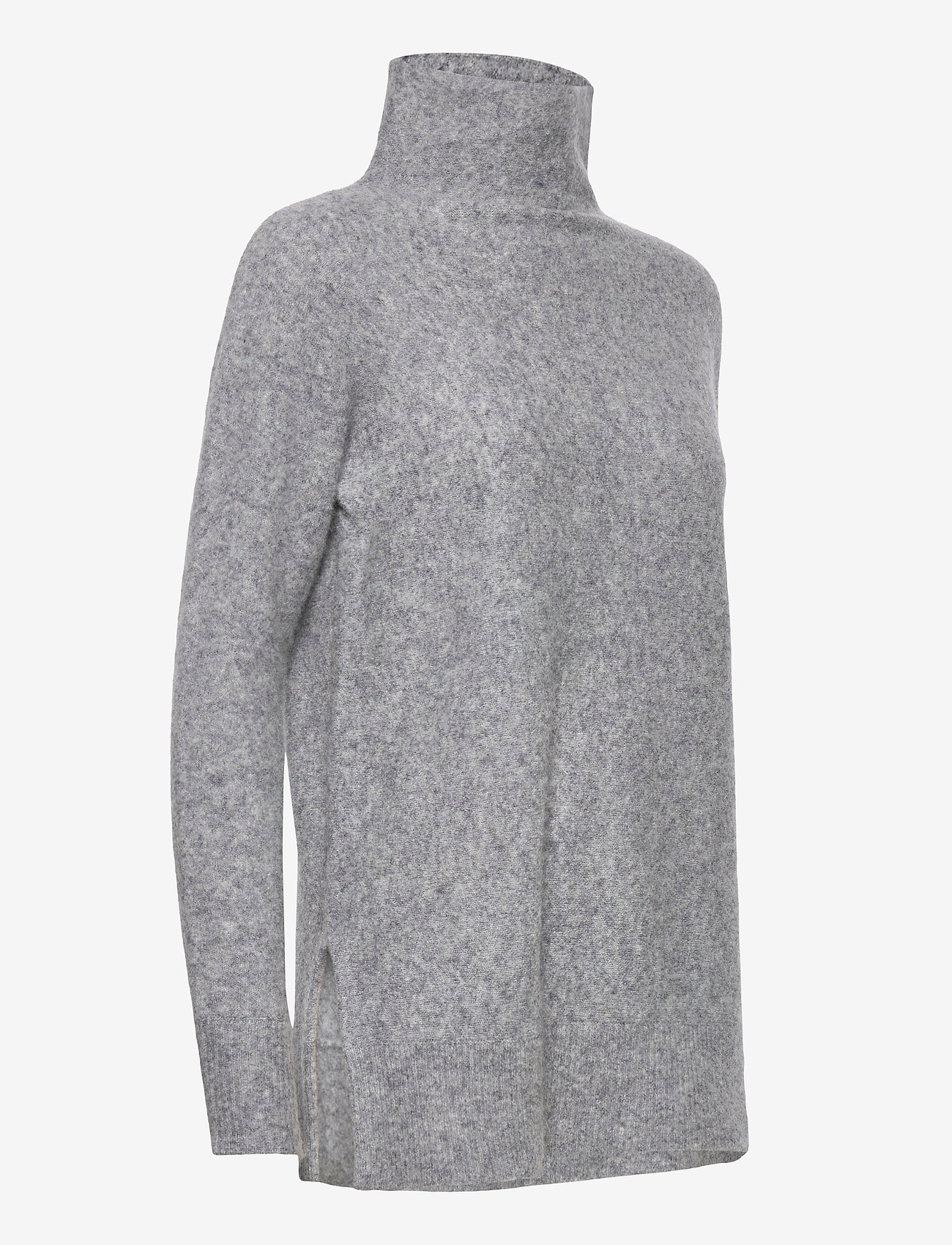 Second Female - This knit with T-neck is made in a soft wool  blend. It has - light grey melange - 3