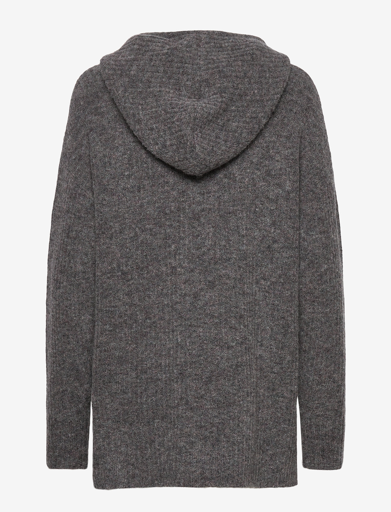 Second Female - Knitted hoodie made in a soft alpaca-merino blend.  It has a - dark grey melange - 1