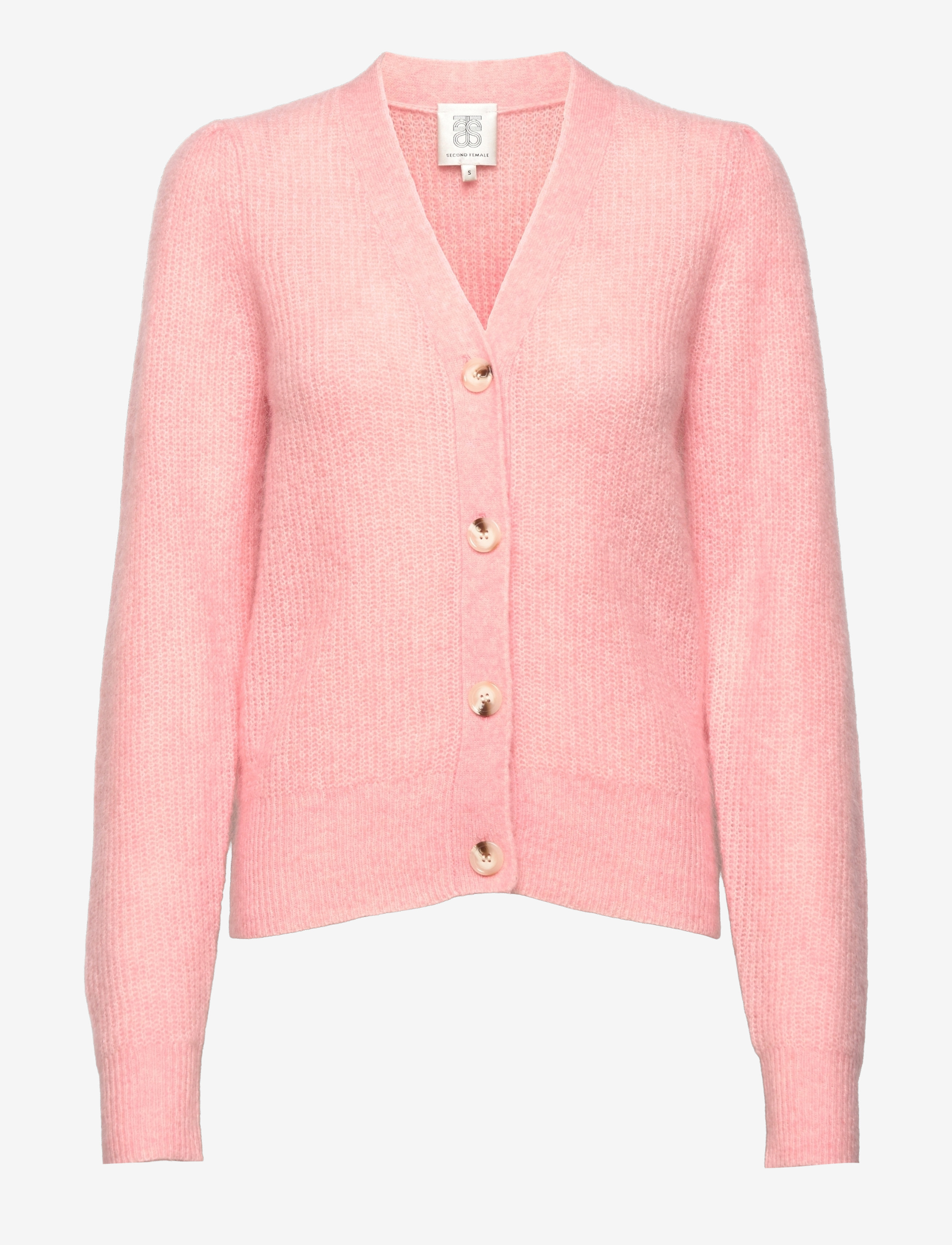 Second Female - Brooky Knit Puff Cardigan - silver pink - 1