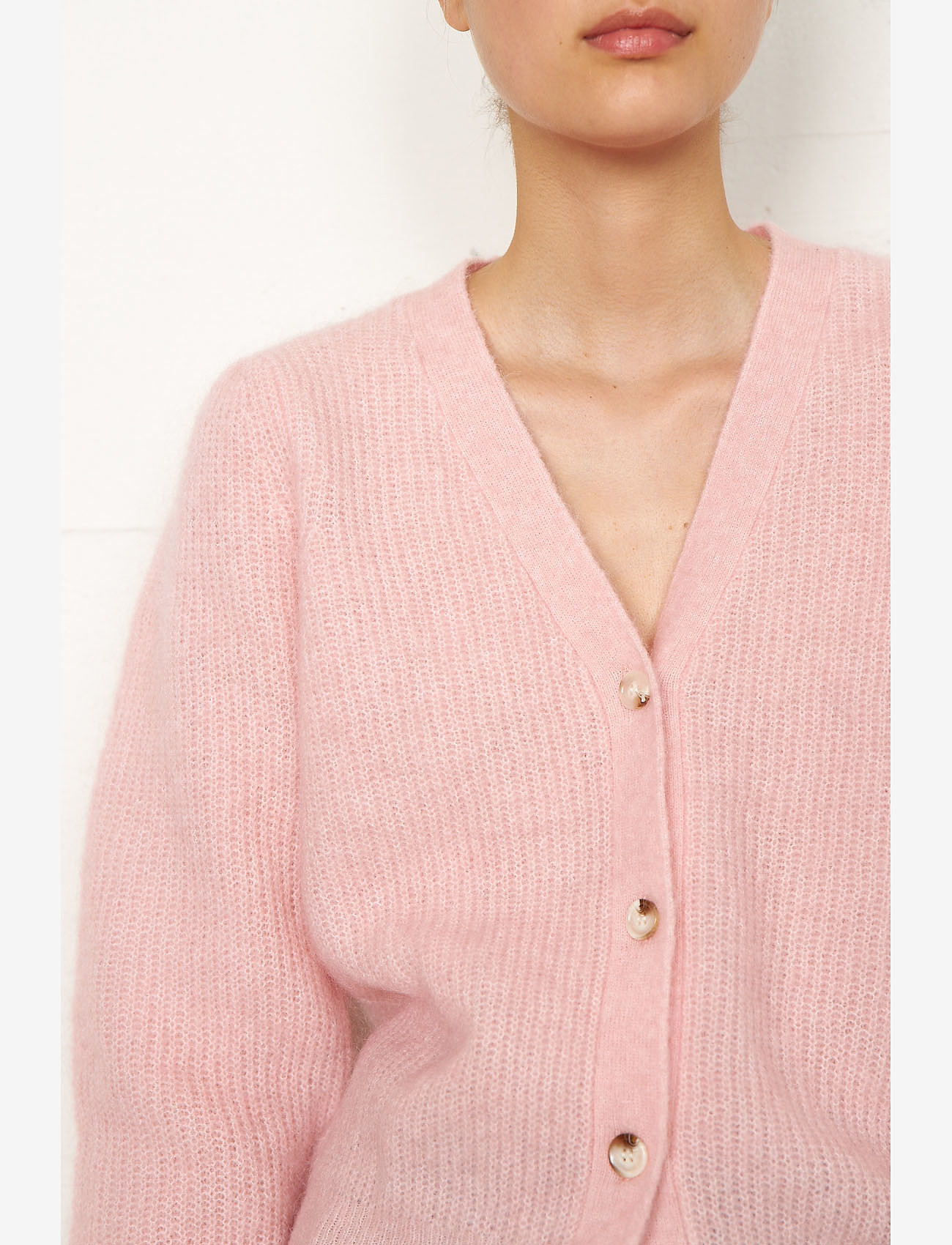 Second Female - Brooky Knit Puff Cardigan - silver pink - 3