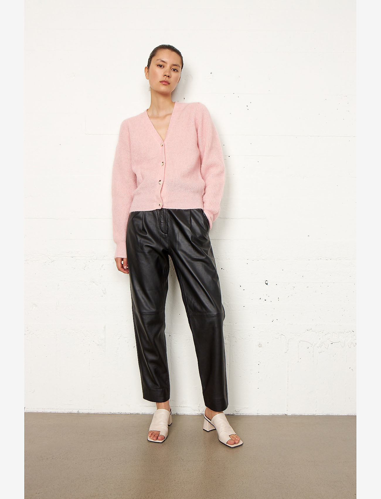 Second Female - Brooky Knit Puff Cardigan - silver pink - 4