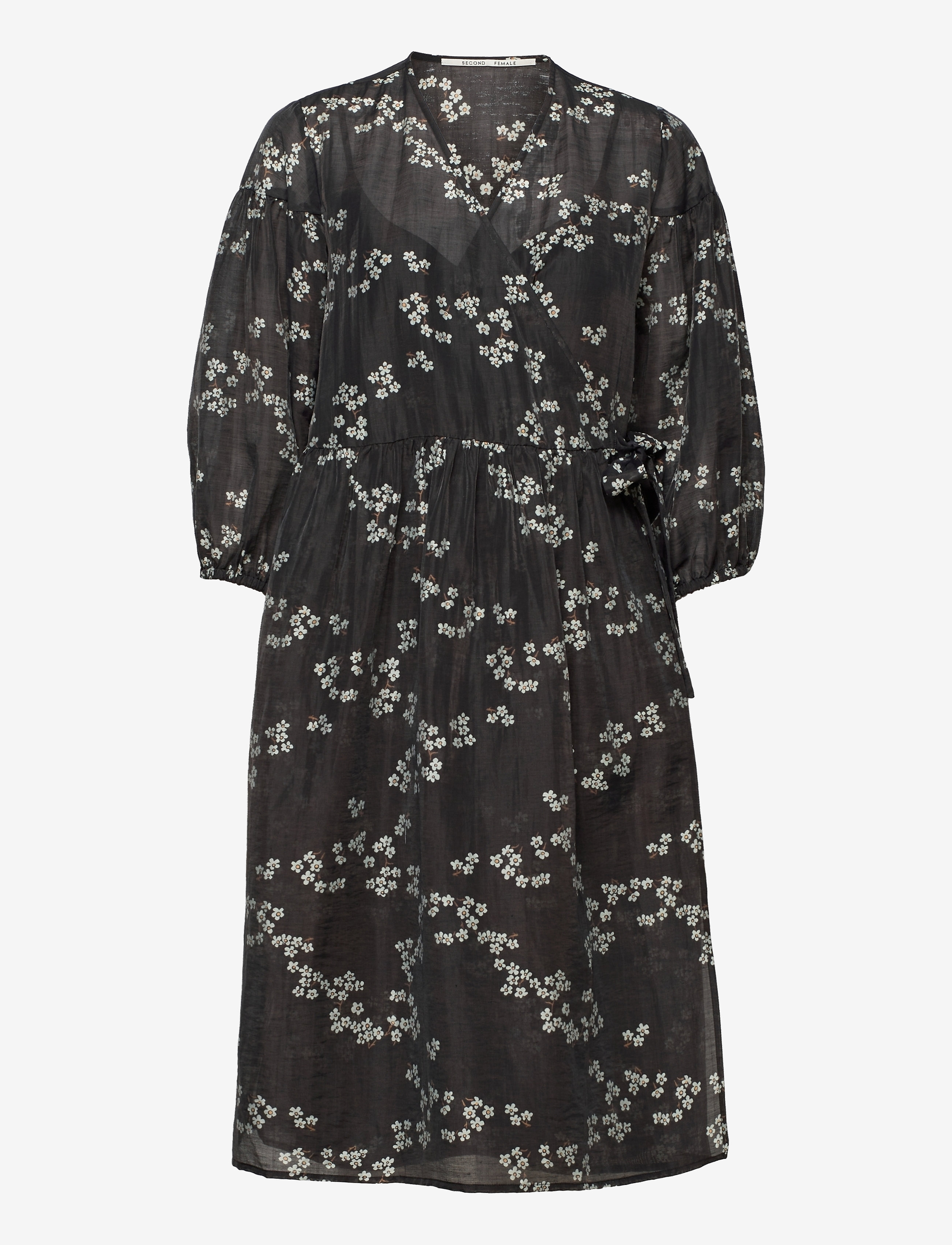 Second Female Davida Wrap Dress, S, Black, Kjoler > Knælange Og Midi, Dame