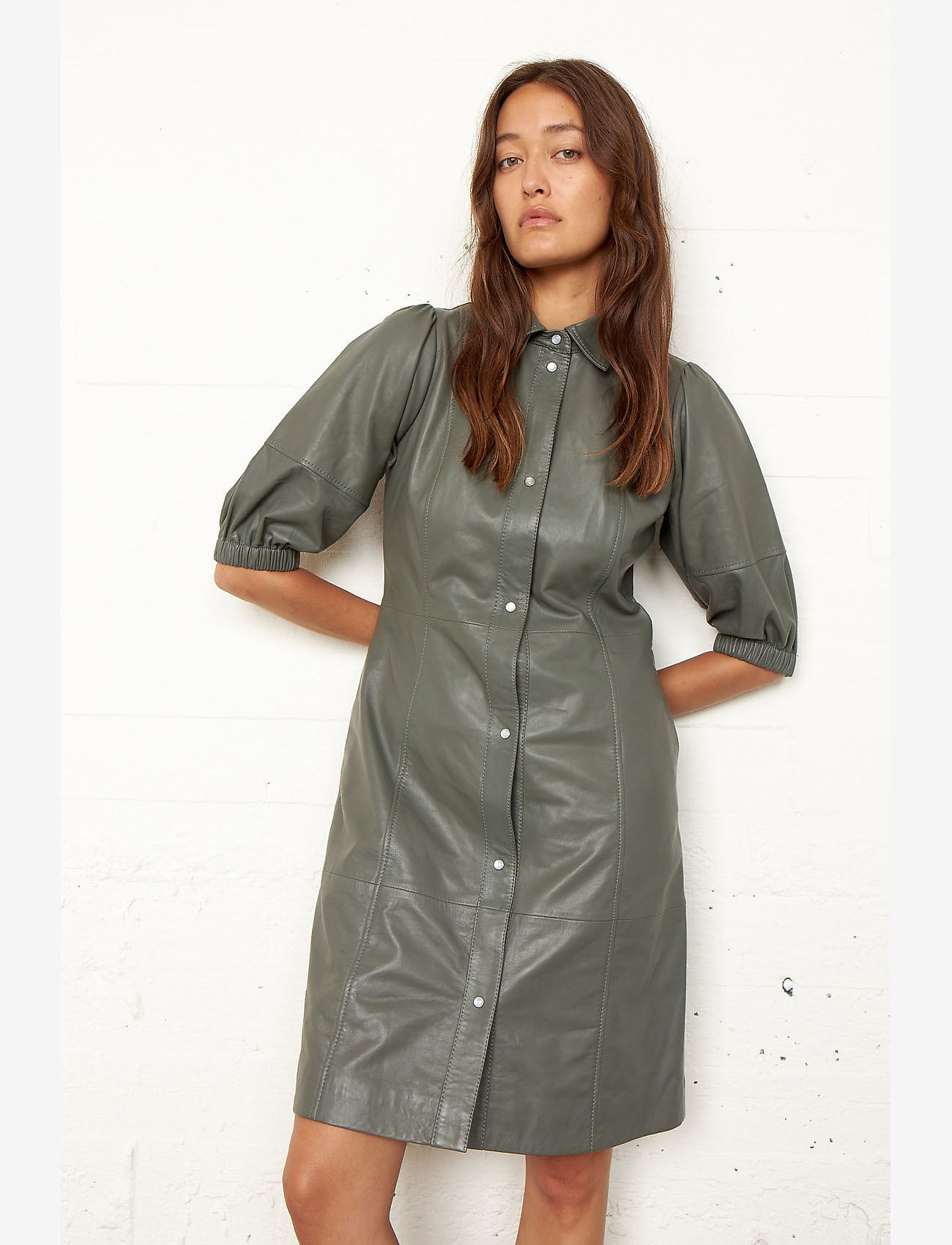 Second Female - Indai Leather Dress - agave green - 4