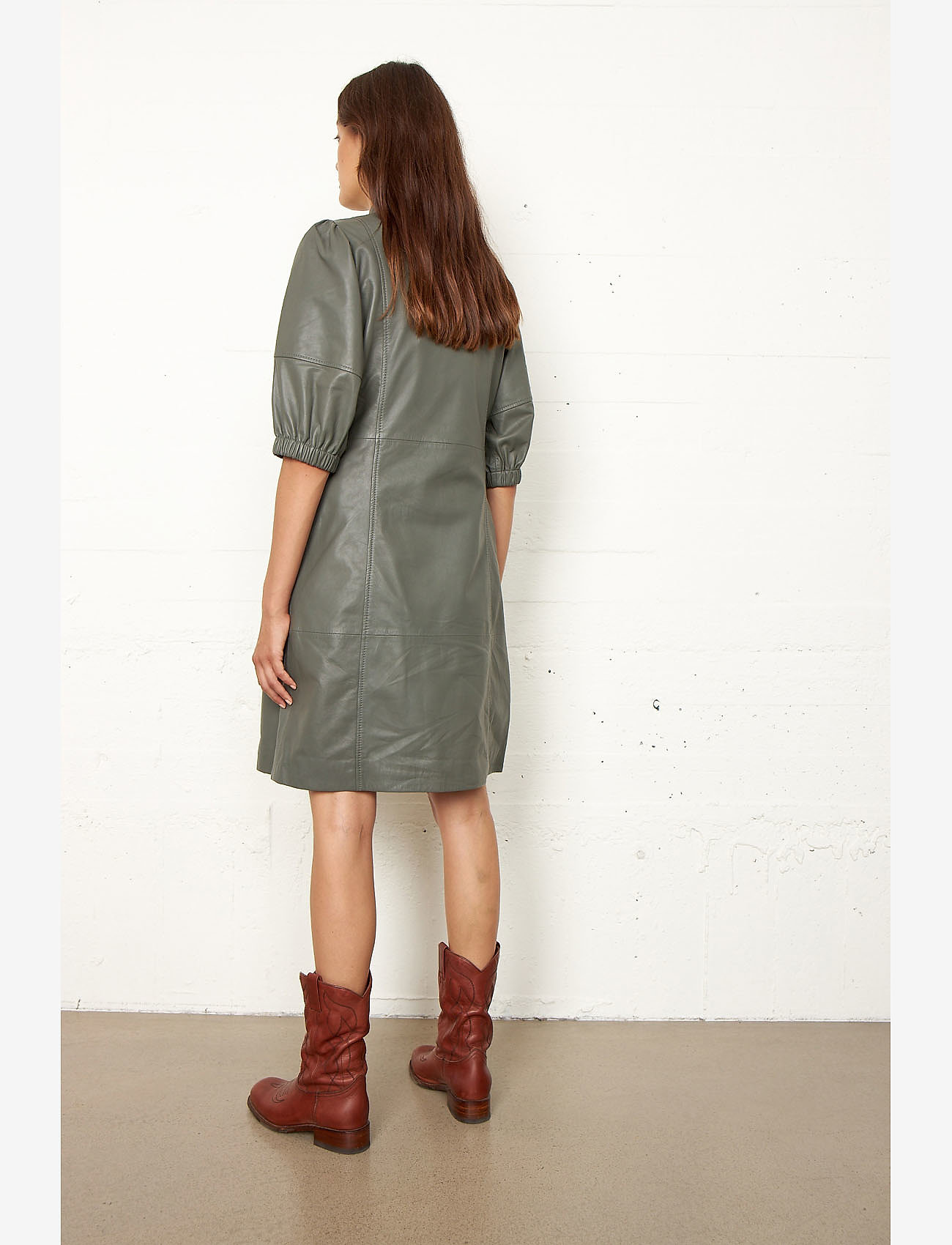 Second Female - Indai Leather Dress - agave green - 5