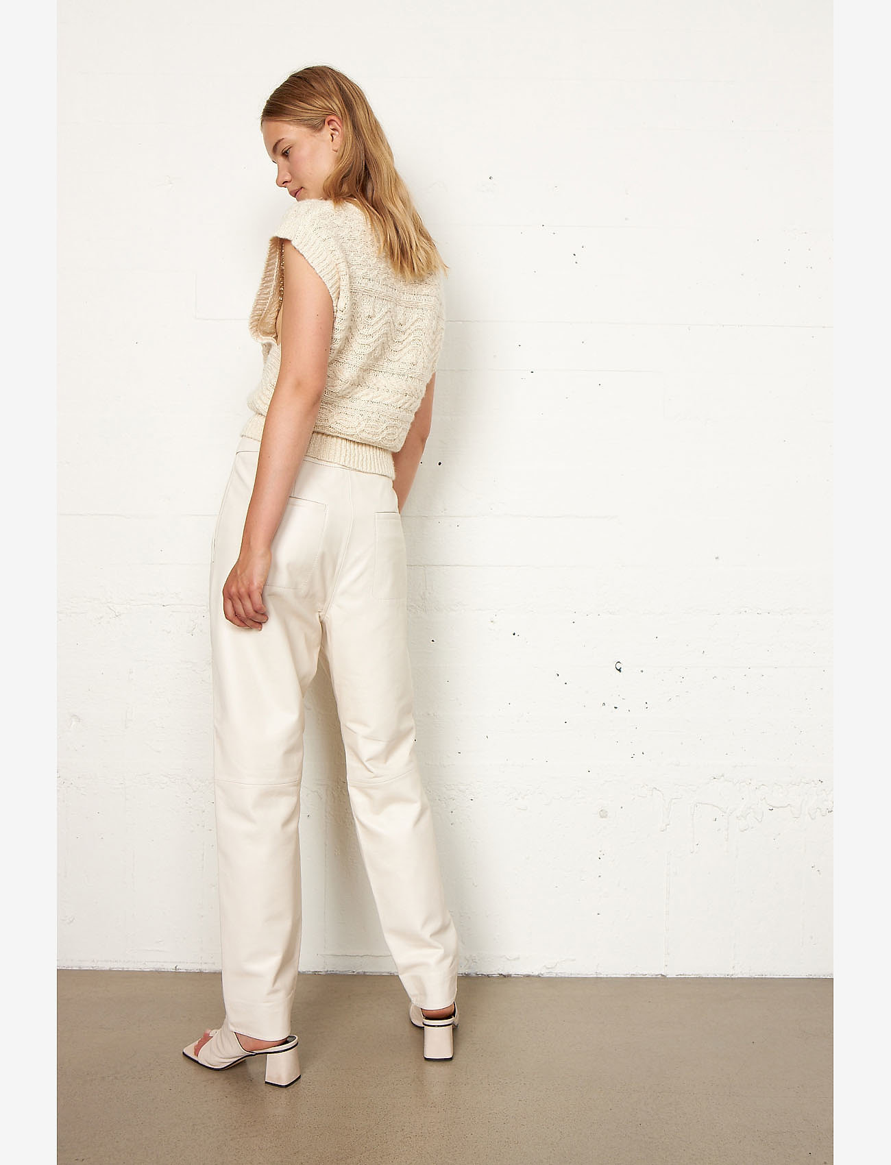 Second Female - Indai Leather Trousers - pearled ivory - 4