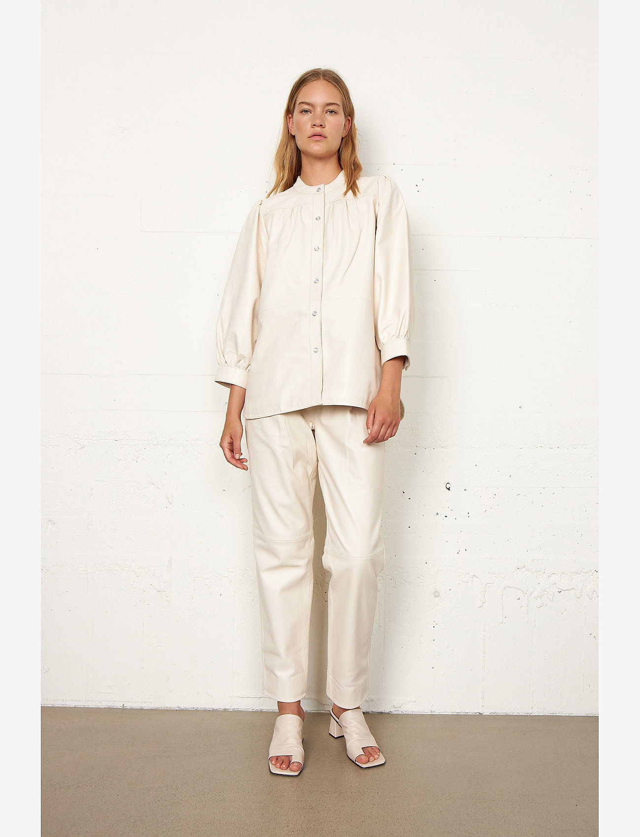Second Female - Indai Leather Trousers - pearled ivory - 5