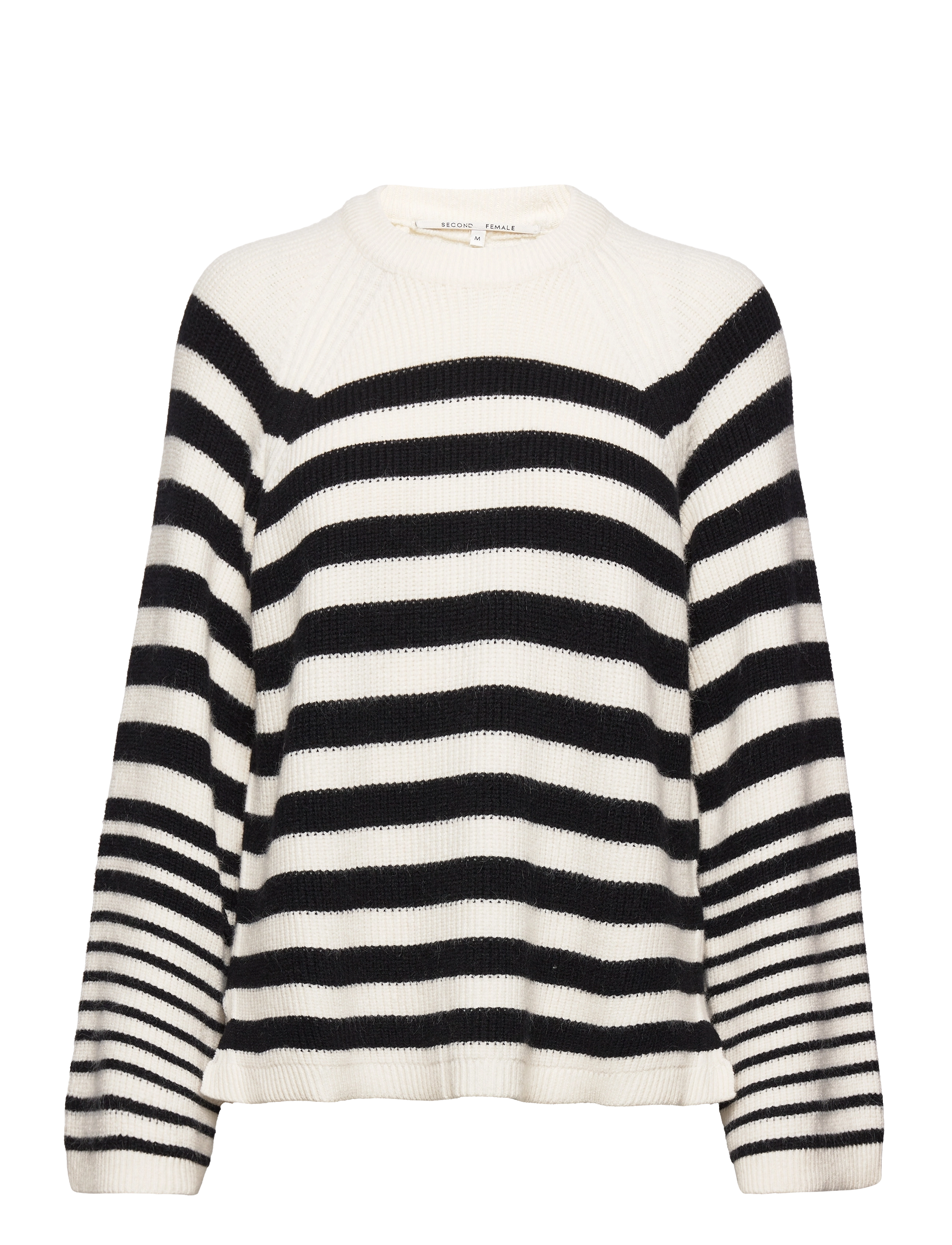 Second Female Matea Knit O-Neck - Kleidung - BLACK / white