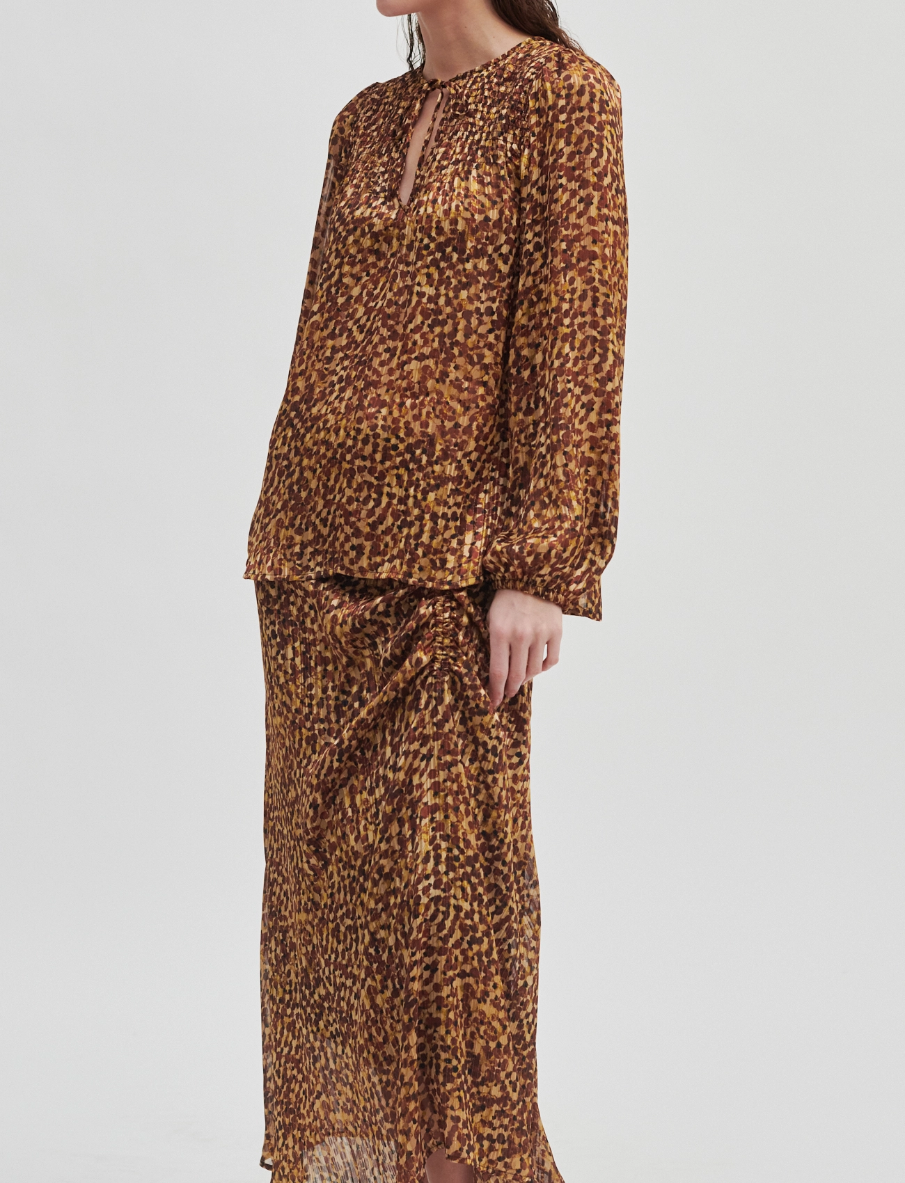 Second Female Nutmeg Blouse, XS, Brown, Bluser > Langærmede, Dame