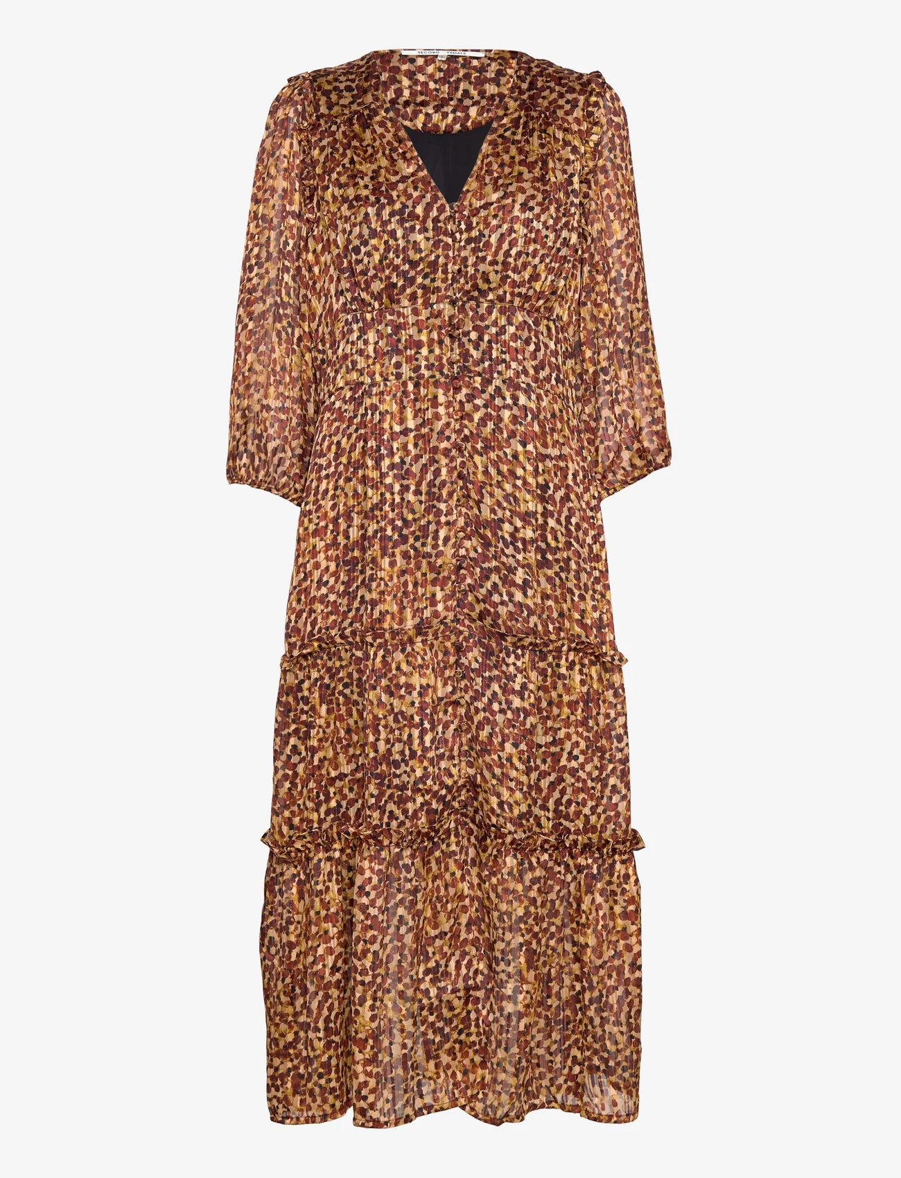 Second Female - Nutmeg Dress - sukienki do kolan i midi - deep mahogany - 0