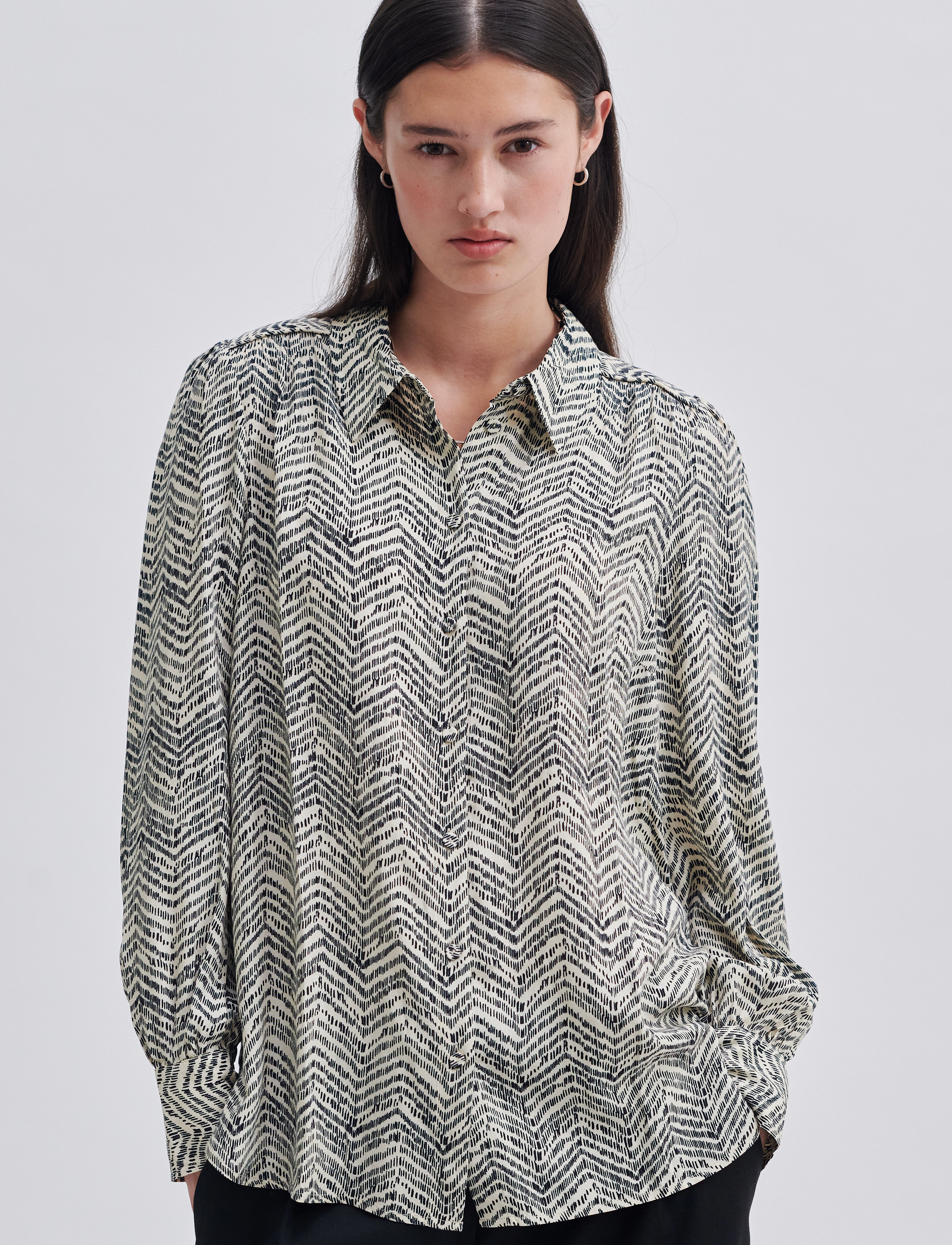 Second Female Mallow Shirt, XS, Shirts, Schwarz - Long-sleeved, Frauen