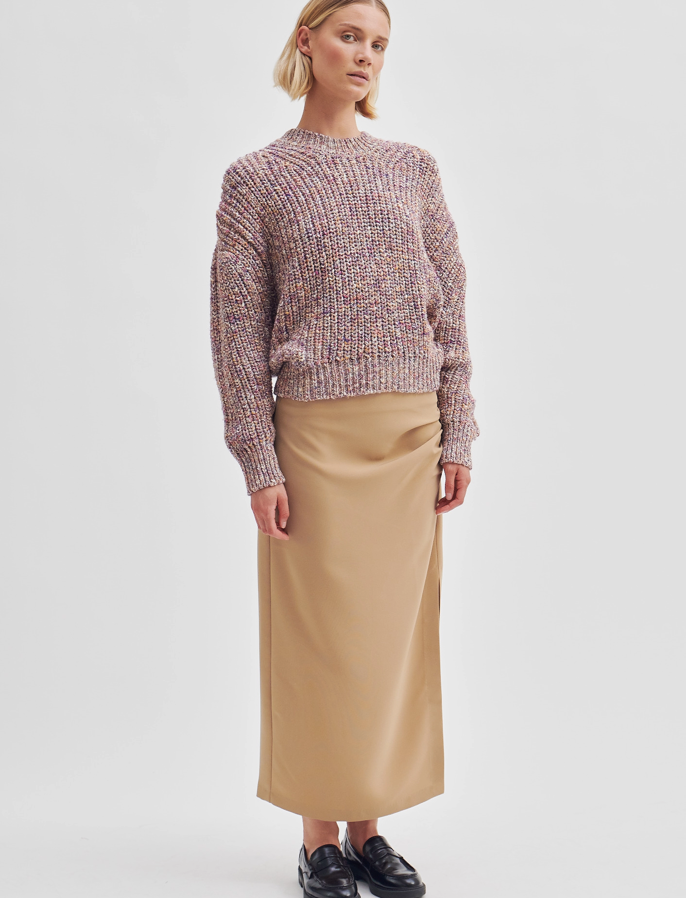 Second Female Fique Skirt, XL, Beige, Nederdele > Knælange Og Midi, Dame