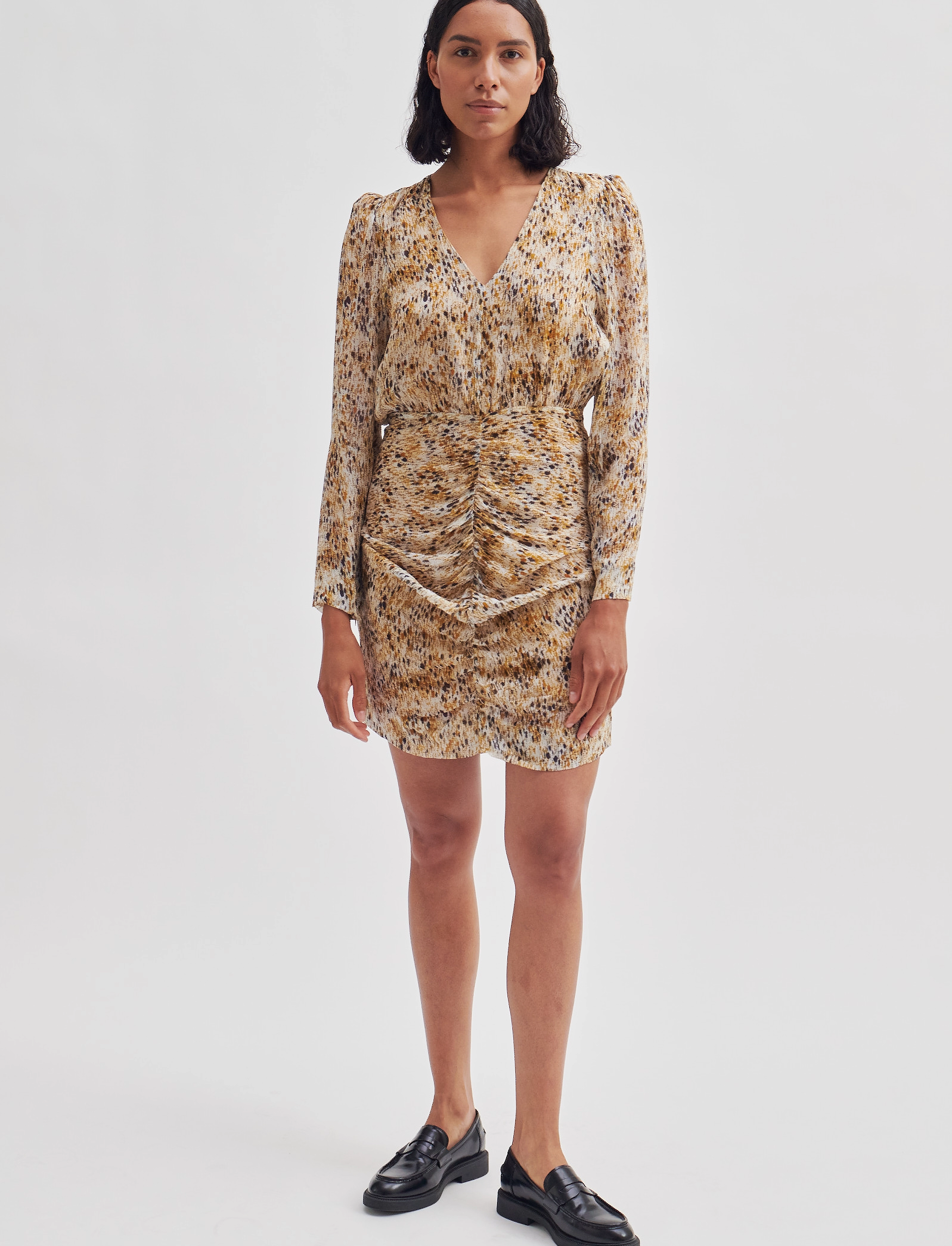 Second Female Linaria Mini Dress, Kvinder, Rynket Minikjole, Multi/mønstret, Str: XS