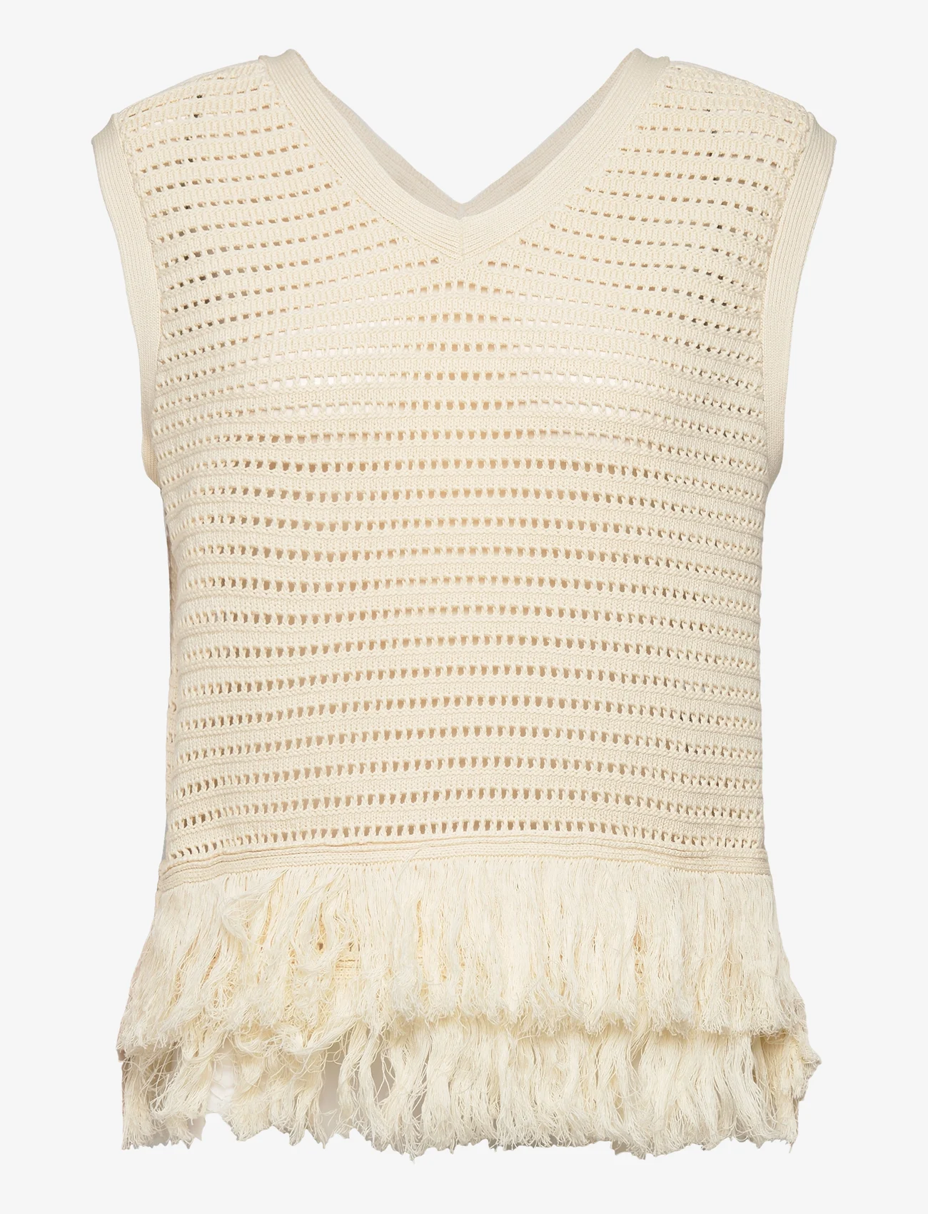 Second Female - Mantova Knit V-Neck - swetry - antique white - 0