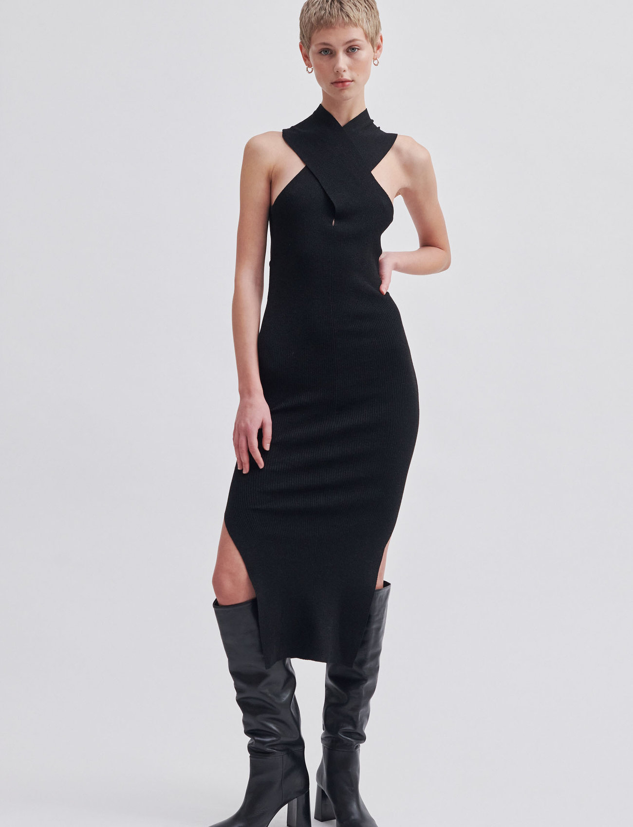 Second Female - Kris Knit Dress - liibuvad kleidid - black - 1