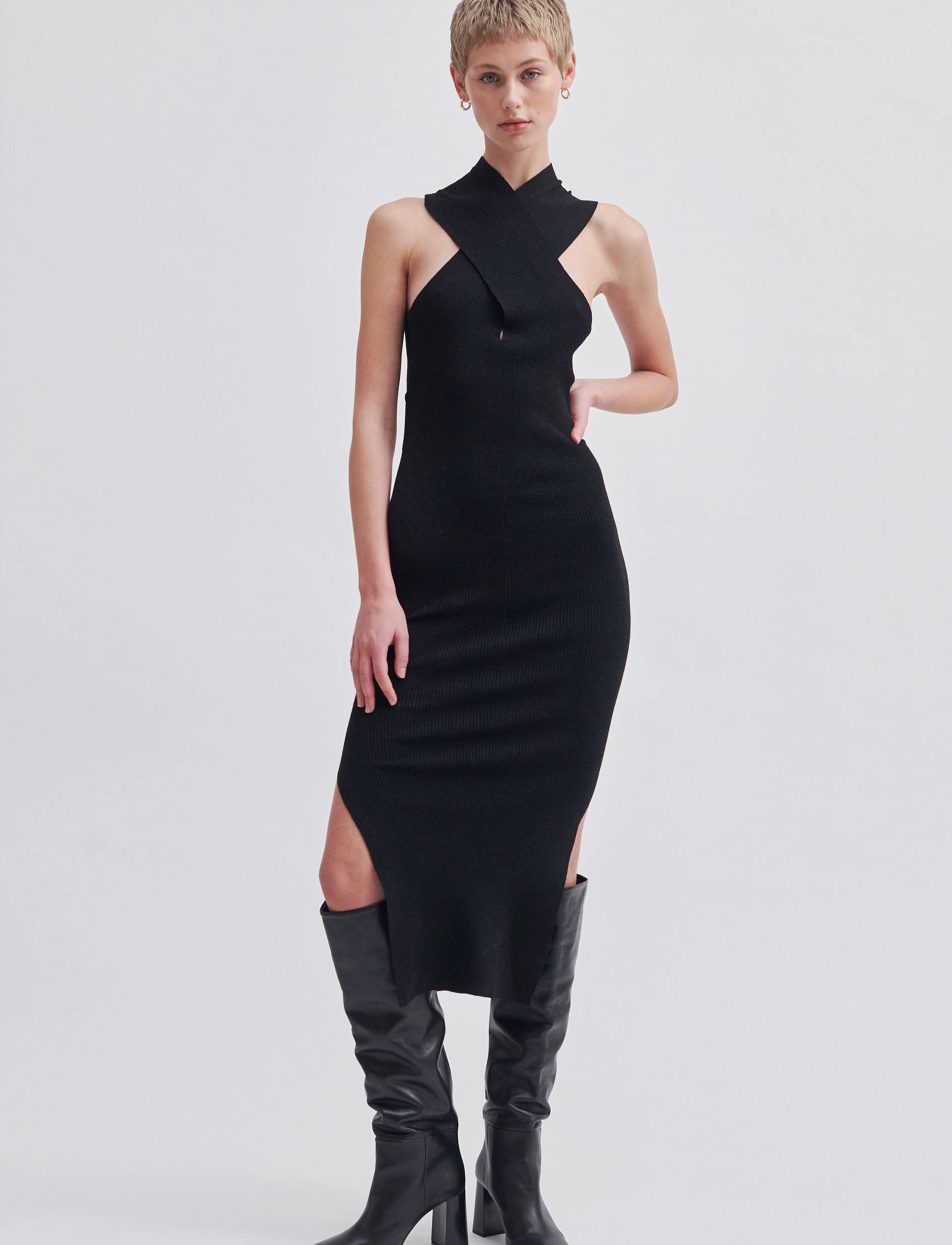Second Female Kris Knit Dress - Fodralklänningar - BLACK / black