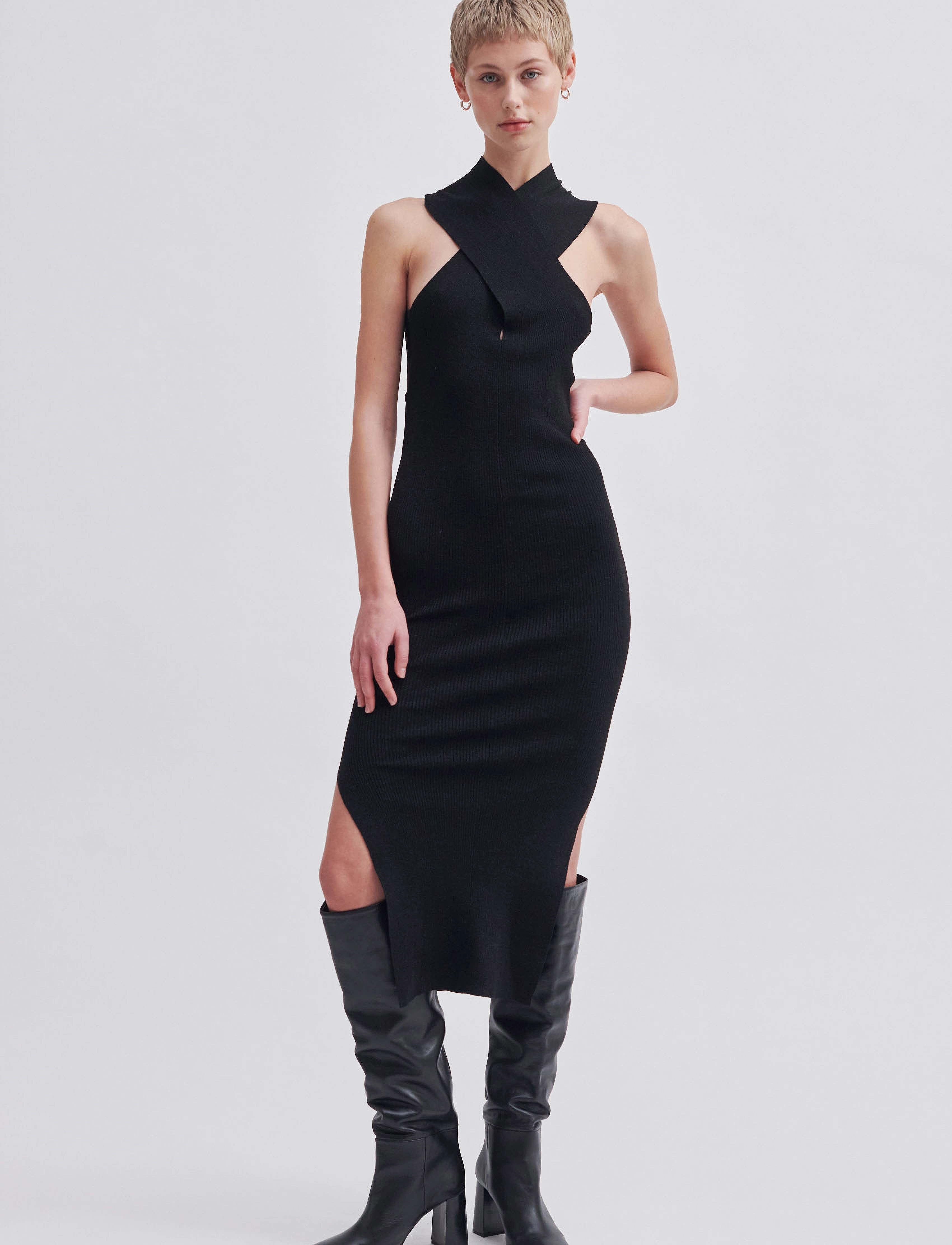 Second Female - Kris Knit Dress - stramme kjoler - black - 2