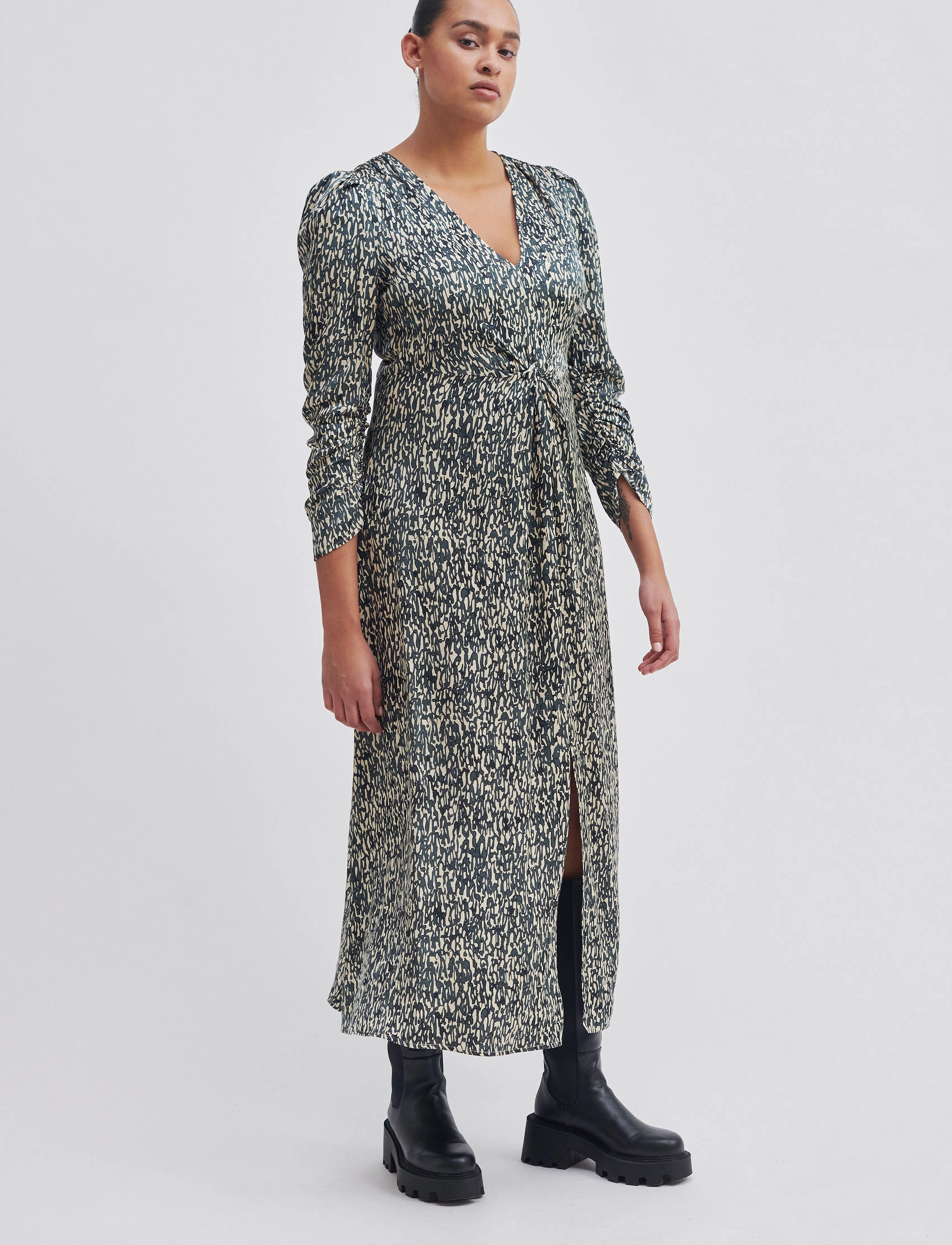Second Female - Luna Maxi Dress - midi kjoler - woodland gray - 3