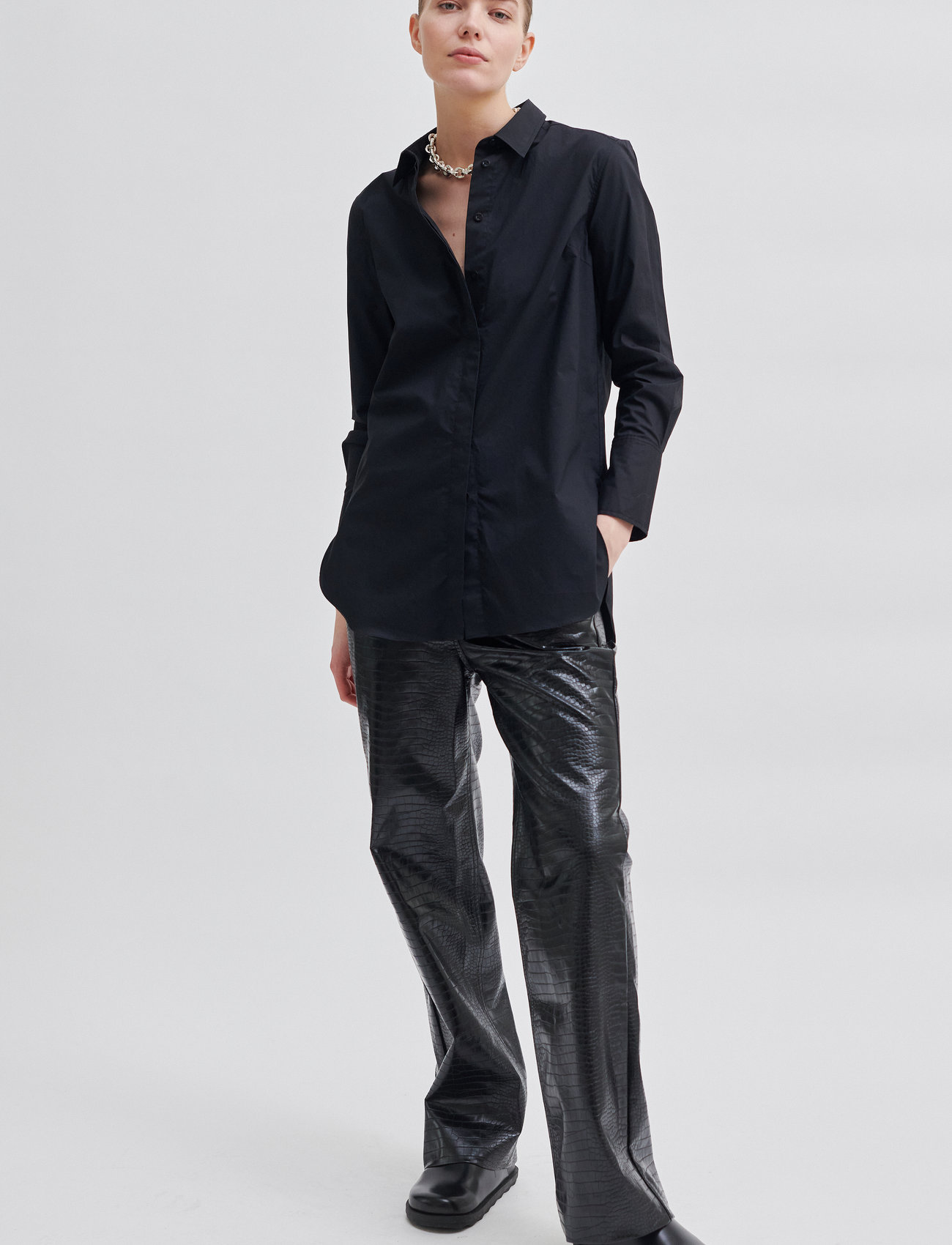 Second Female - Amillia Trousers - leather trousers - black - 0