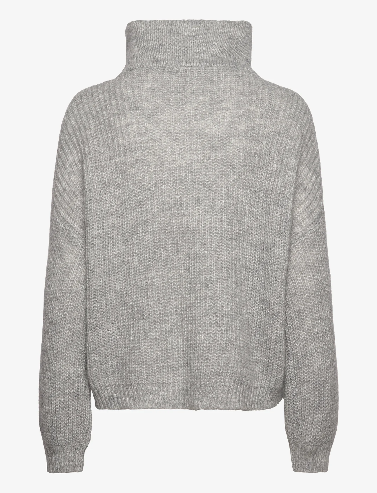 Second Female - Lusinda Knit T-Neck Zip - swetry - grey melange - 1