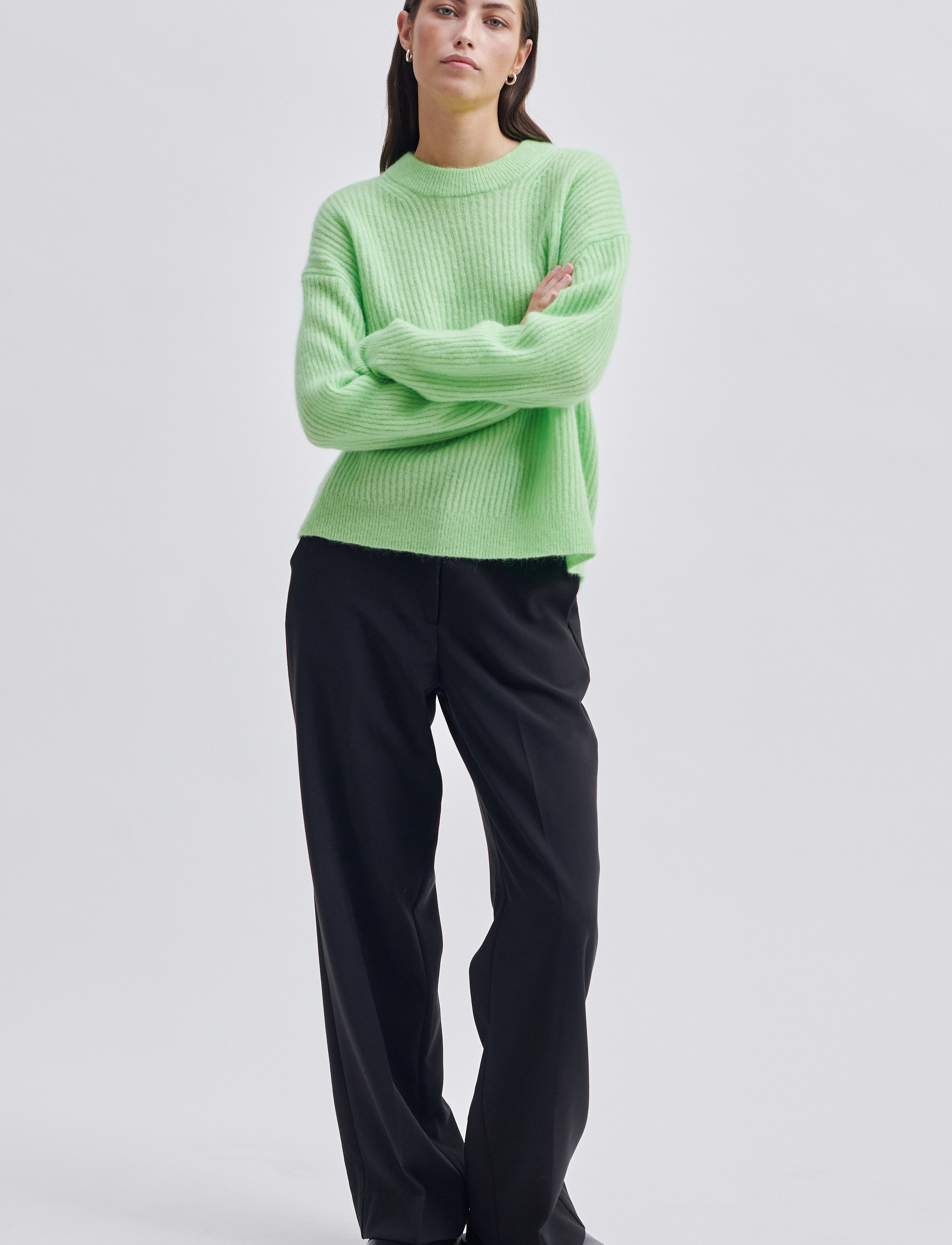 Second Female - Brook Knit Rib O-Neck - pistachio green - 4