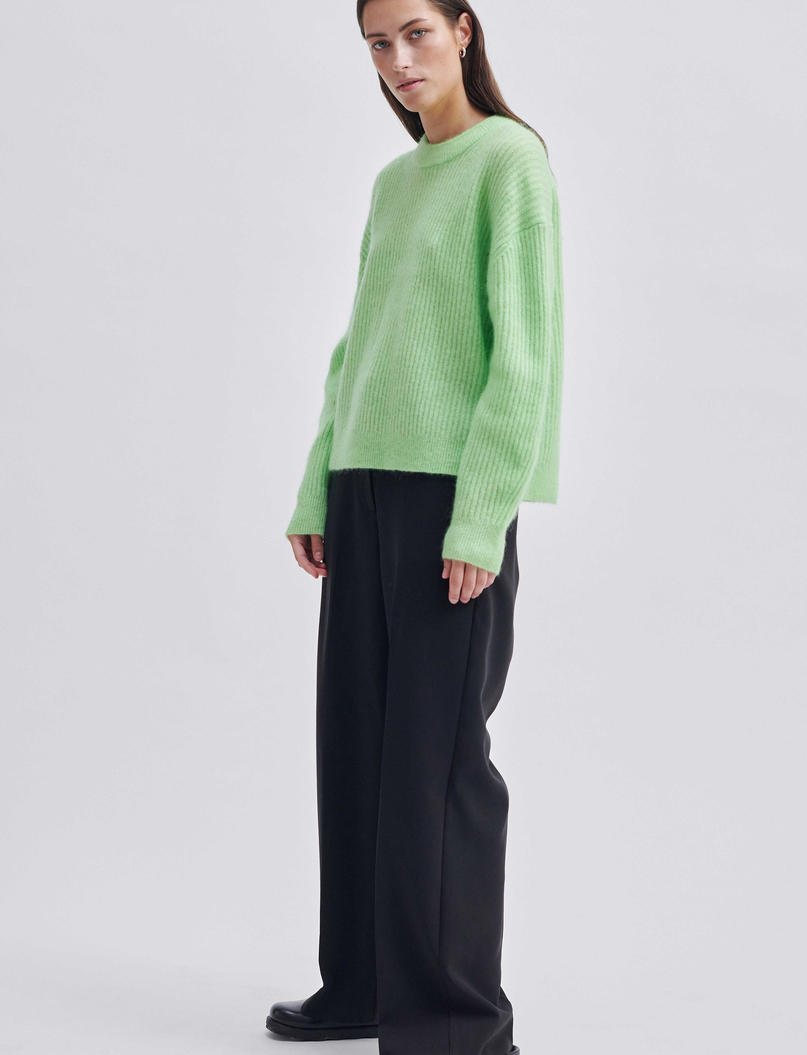 Second Female - Brook Knit Rib O-Neck - pistachio green - 5