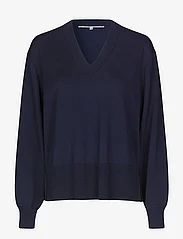 Second Female - Siva Knit V-Neck - tröjor - peacoat - 0