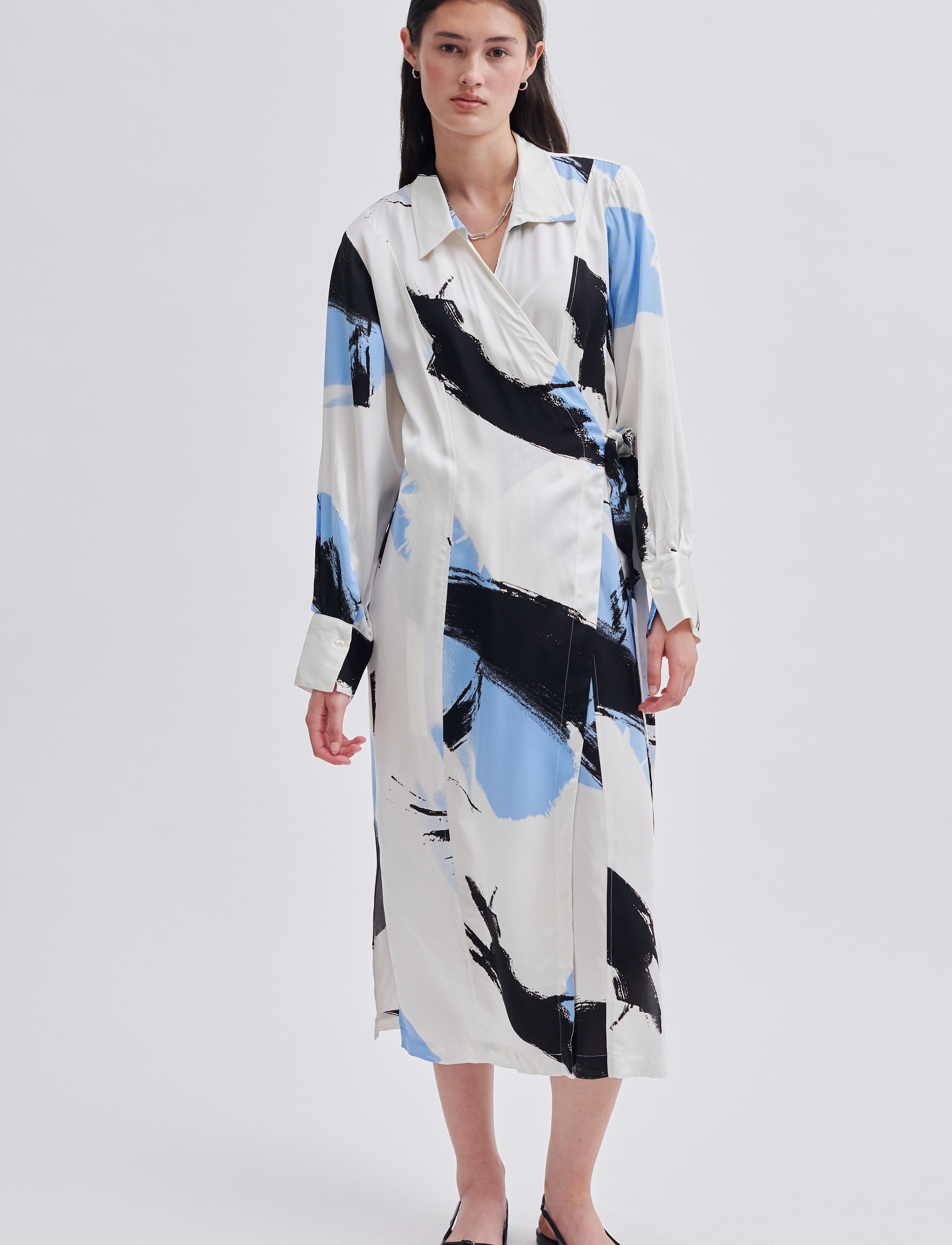 Second Female Josie Wrap Dress, L, Dresses, Weiß - Knee-length & Midi, Frauen