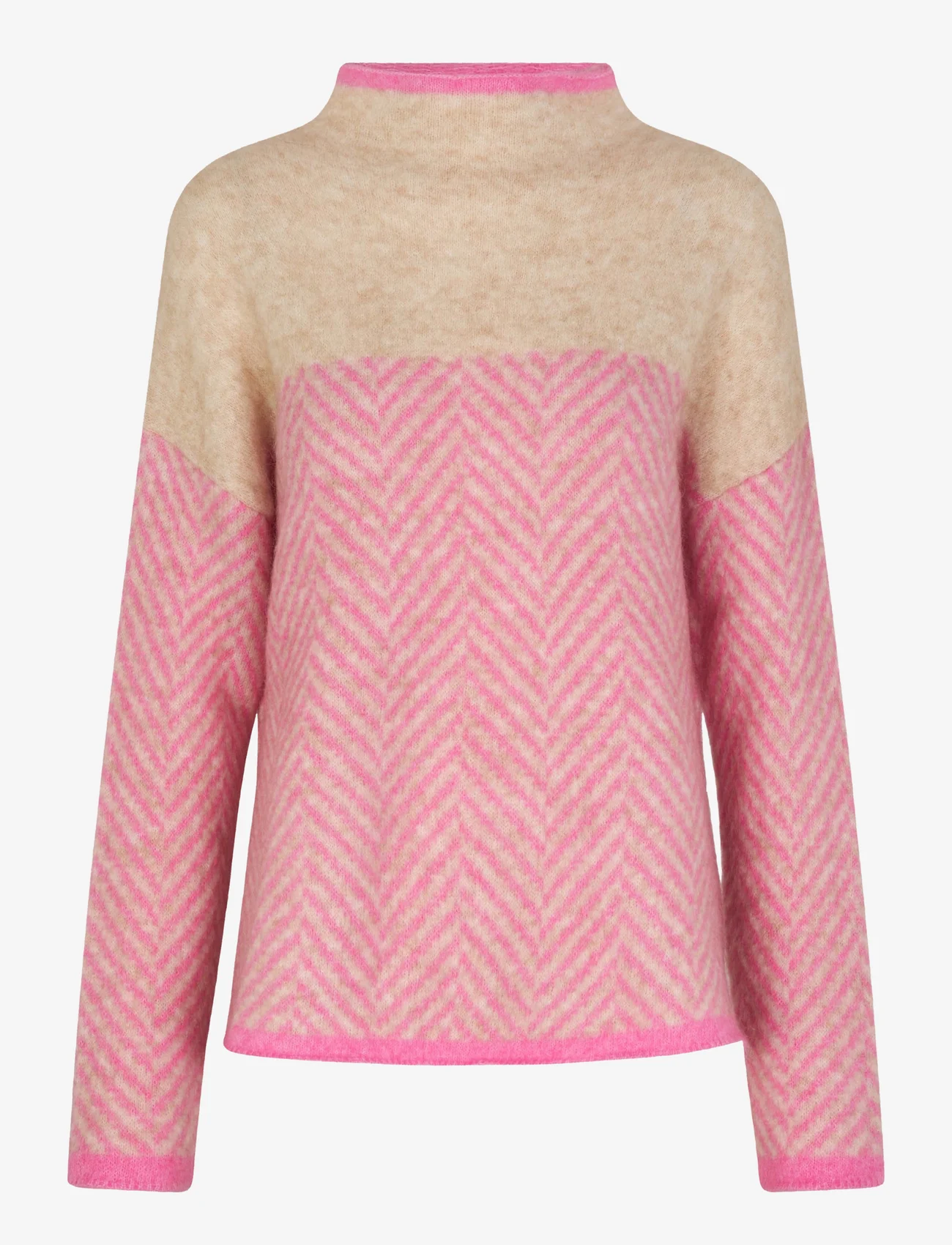 Second Female - Herrin Knit Stripe T-Neck - jumpers - begonia pink - 0