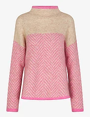 Second Female - Herrin Knit Stripe T-Neck - tröjor - begonia pink - 0