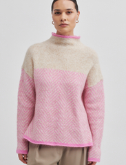 Second Female - Herrin Knit Stripe T-Neck - jumpers - begonia pink - 1