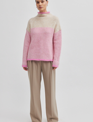Second Female - Herrin Knit Stripe T-Neck - tröjor - begonia pink - 3