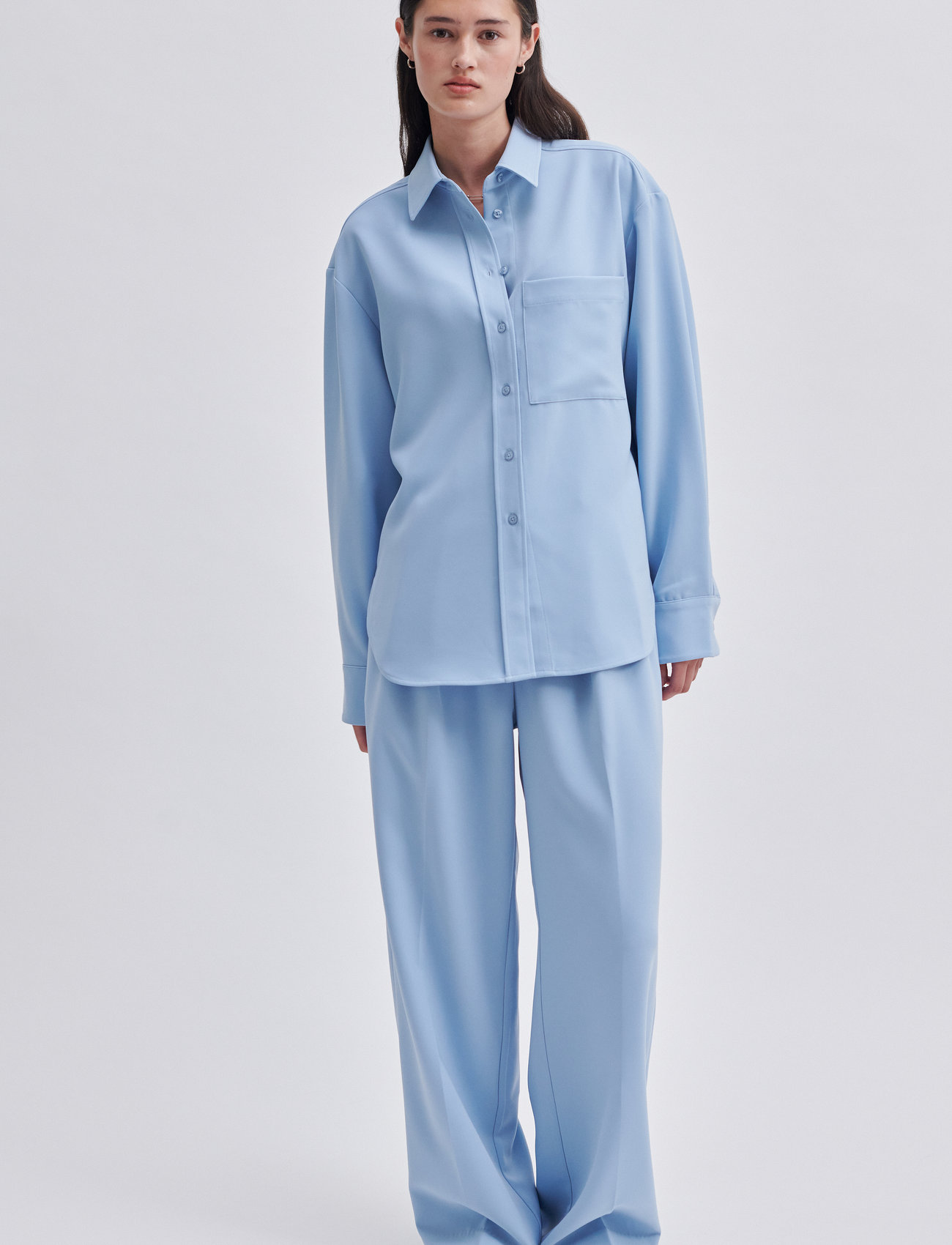 Second Female - Fique Tailored Trousers - wijde broeken - ashley blue - 1