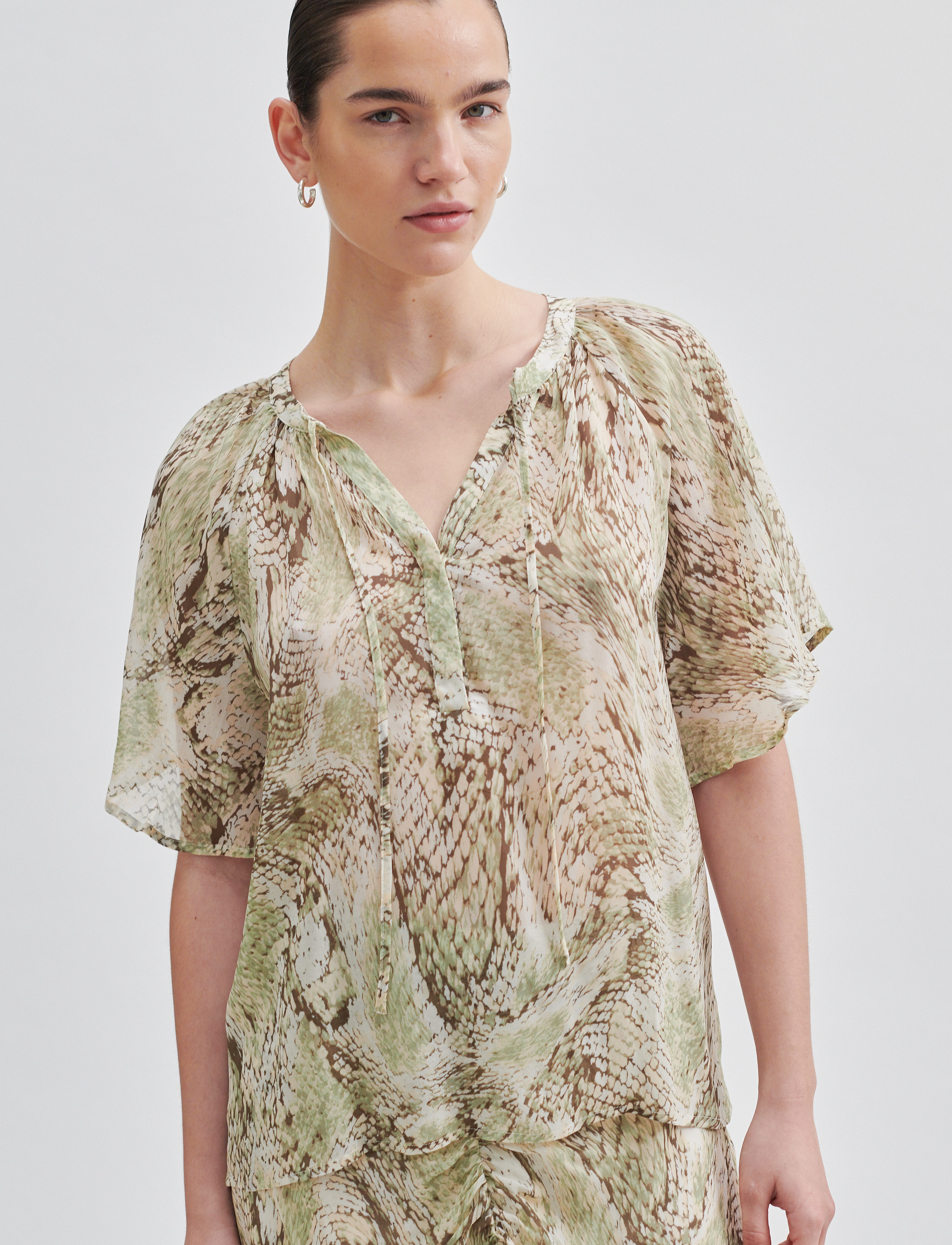 Second Female Relia Blouse, XS, Green, Bluser > Kortærmede, Dame