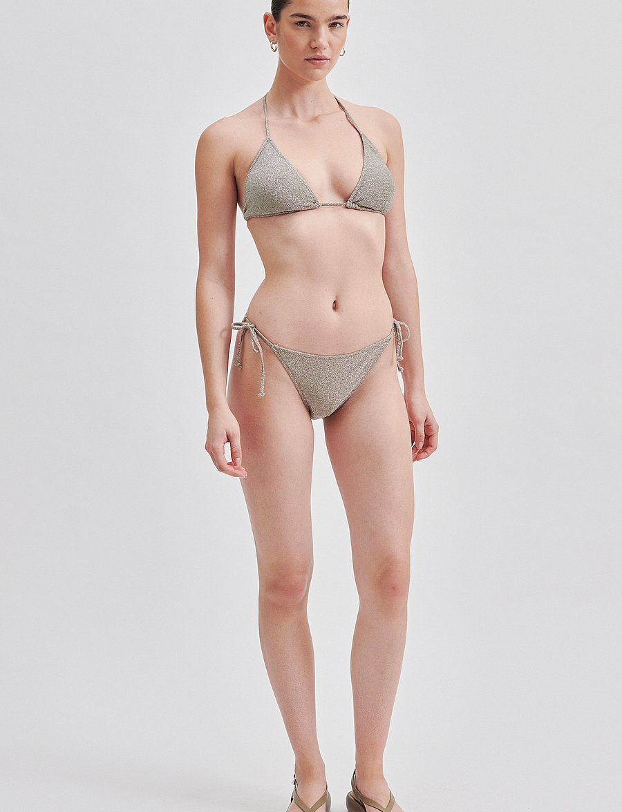 Second Female - Glint Bikini Bottom - side tie bikinier - vintage khaki - 0