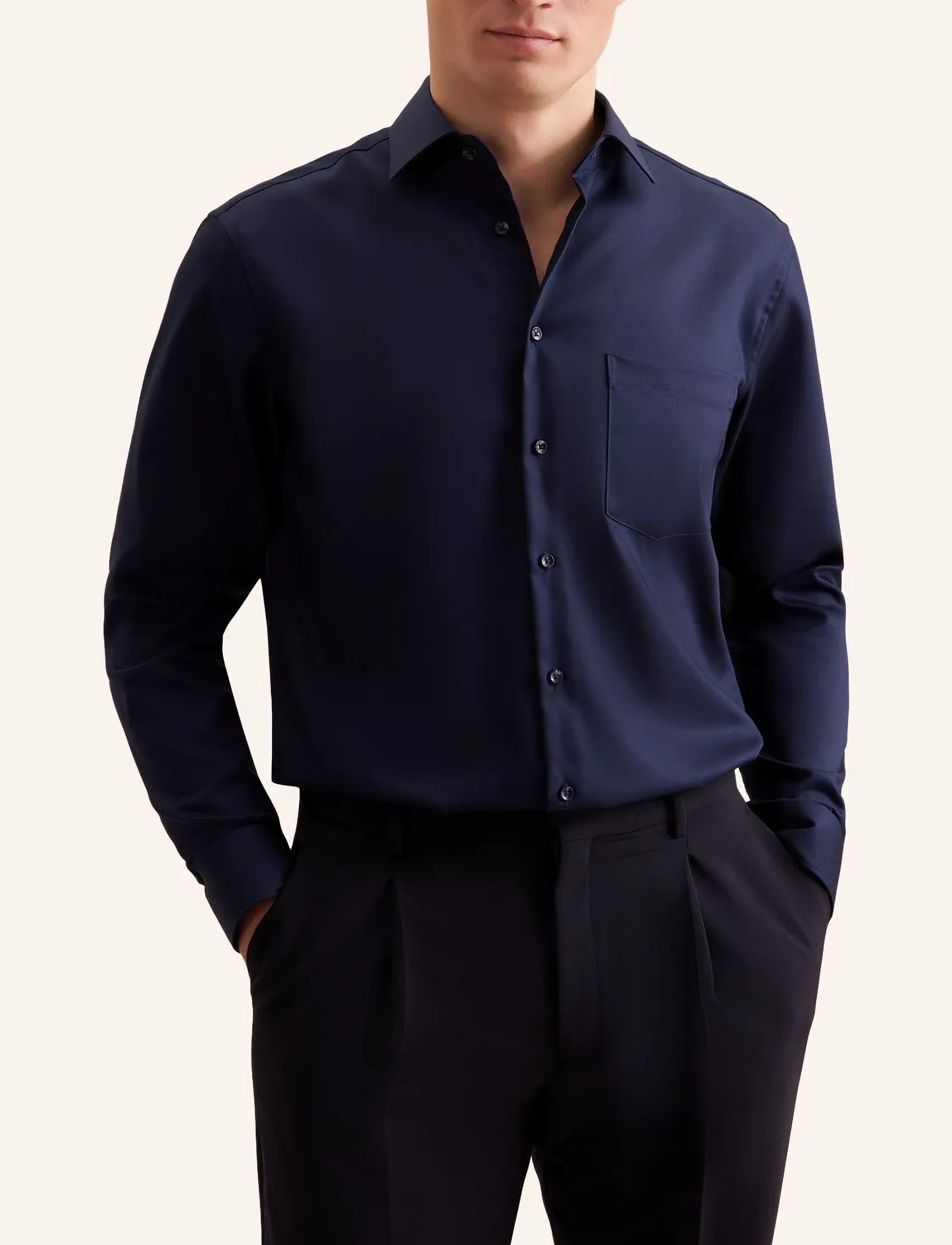 Seidensticker Business Shirt Regular, 46, Navy, Skjorter > Business Shirts, Herre