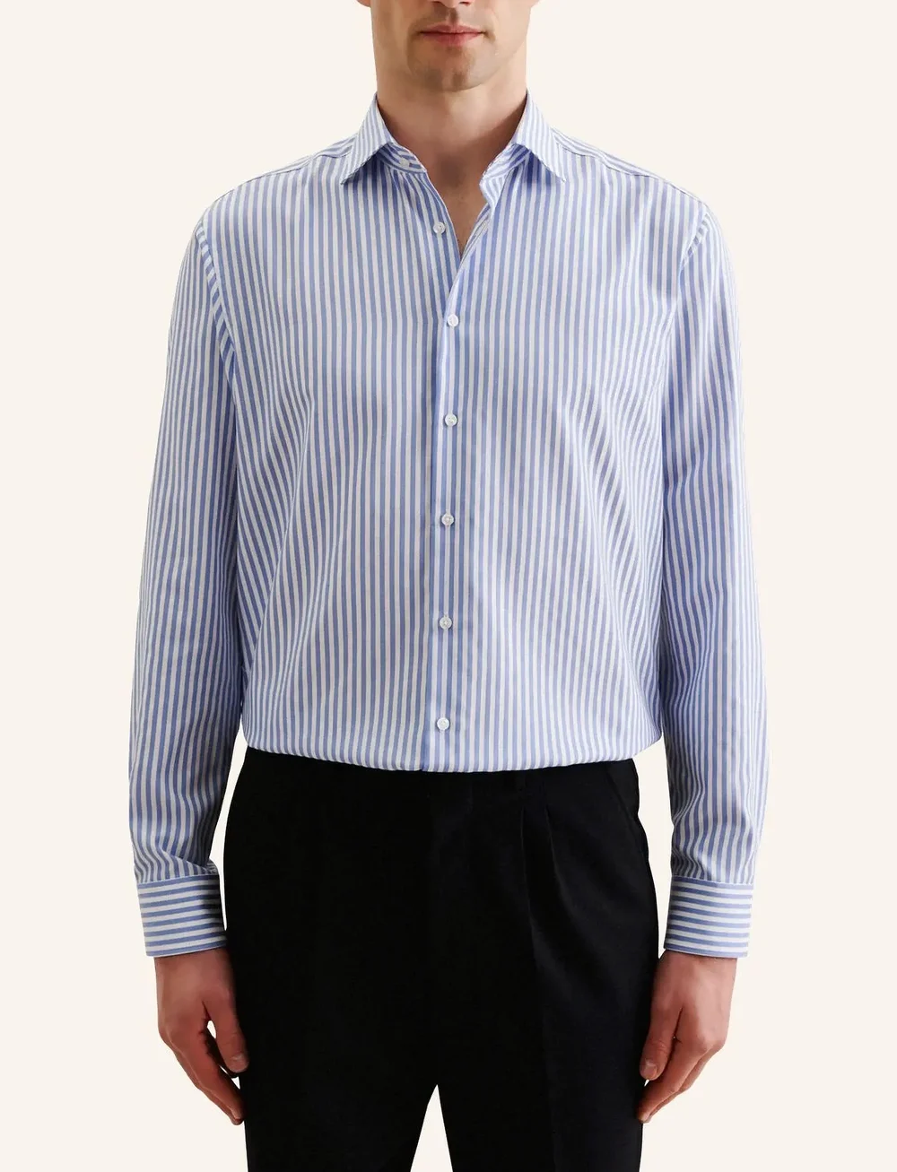 Seidensticker - New Kent 108 o.T. - randiga skjortor - mid blue - 5