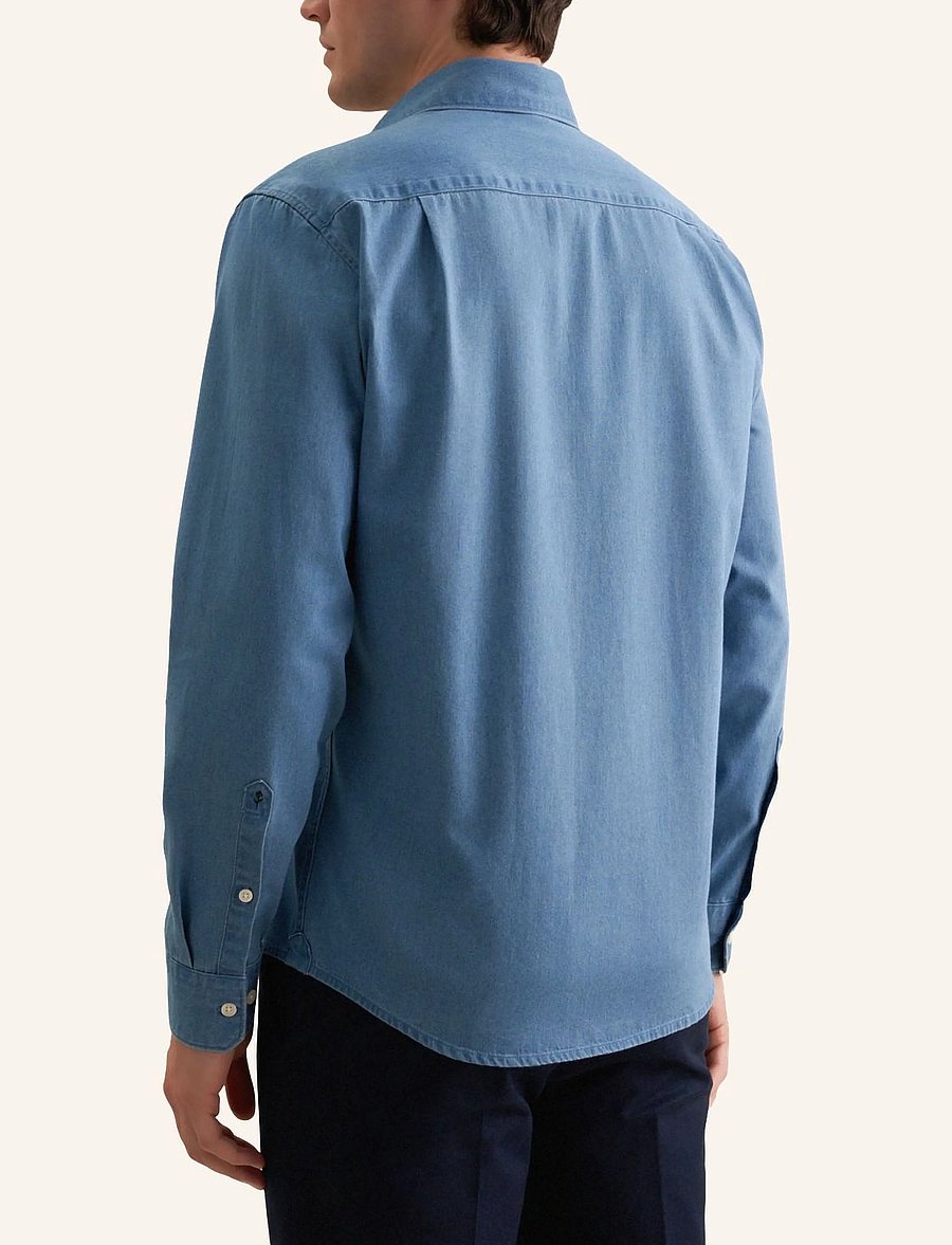 Seidensticker - Casual Shirt Regular - džinsiniai marškiniai - blue - 3