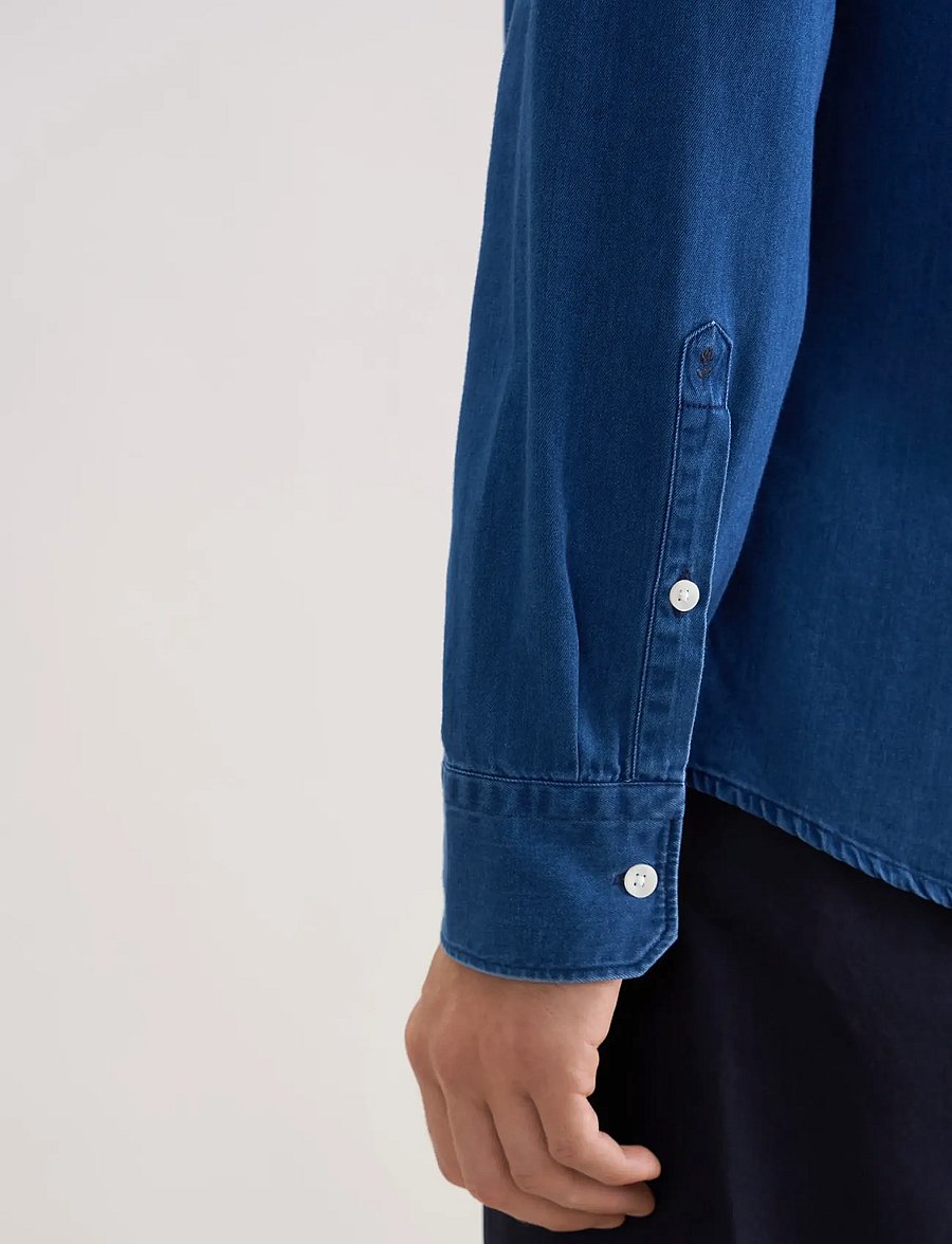 Seidensticker - Denim shirt Regular - denim shirts - dark blue - 4