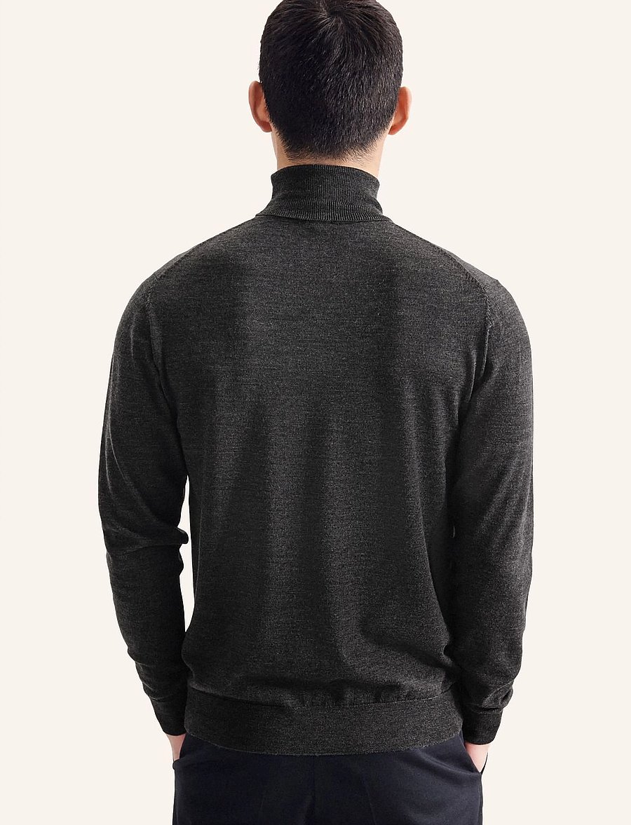 Seidensticker - Sweater knit Regular - rullekraver - anthrazit mÉlange - 4