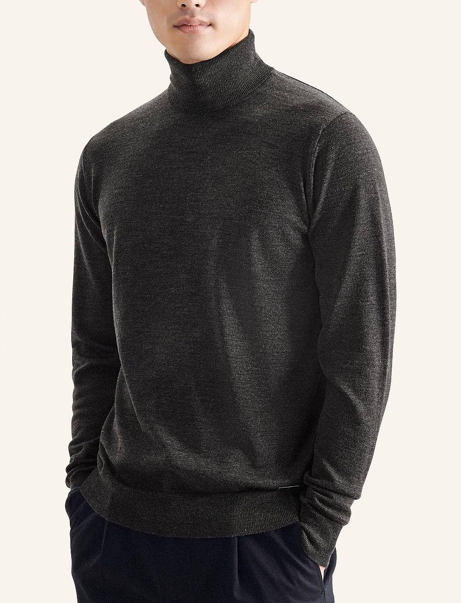 Seidensticker - Sweater knit Regular - rullekraver - anthrazit mÉlange - 5
