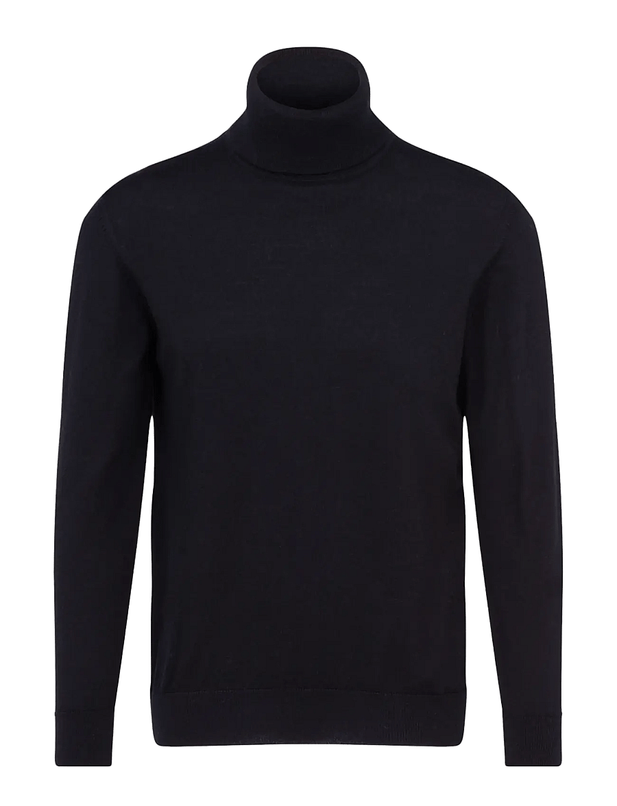 Seidensticker - Sweater knit Regular - rullekraver - real black - 0