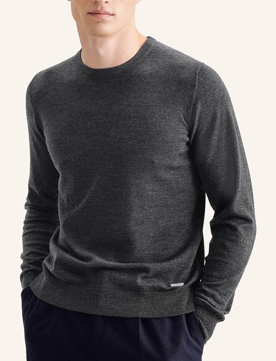 Seidensticker - Sweater knit Regular - rund hals - anthra melange - 5