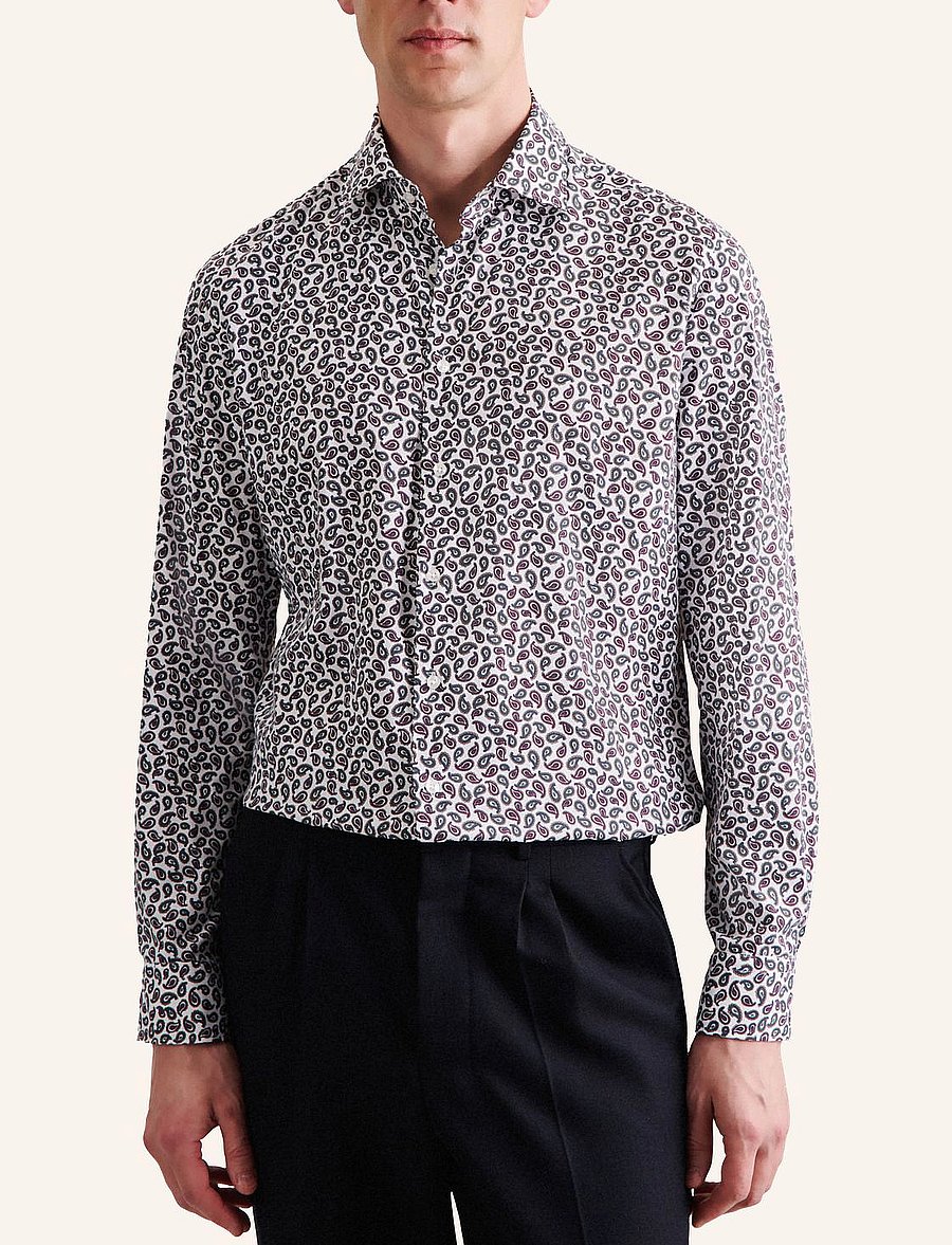 Seidensticker - Performance shirt Slim - mønstrede skjorter - dark red - 0