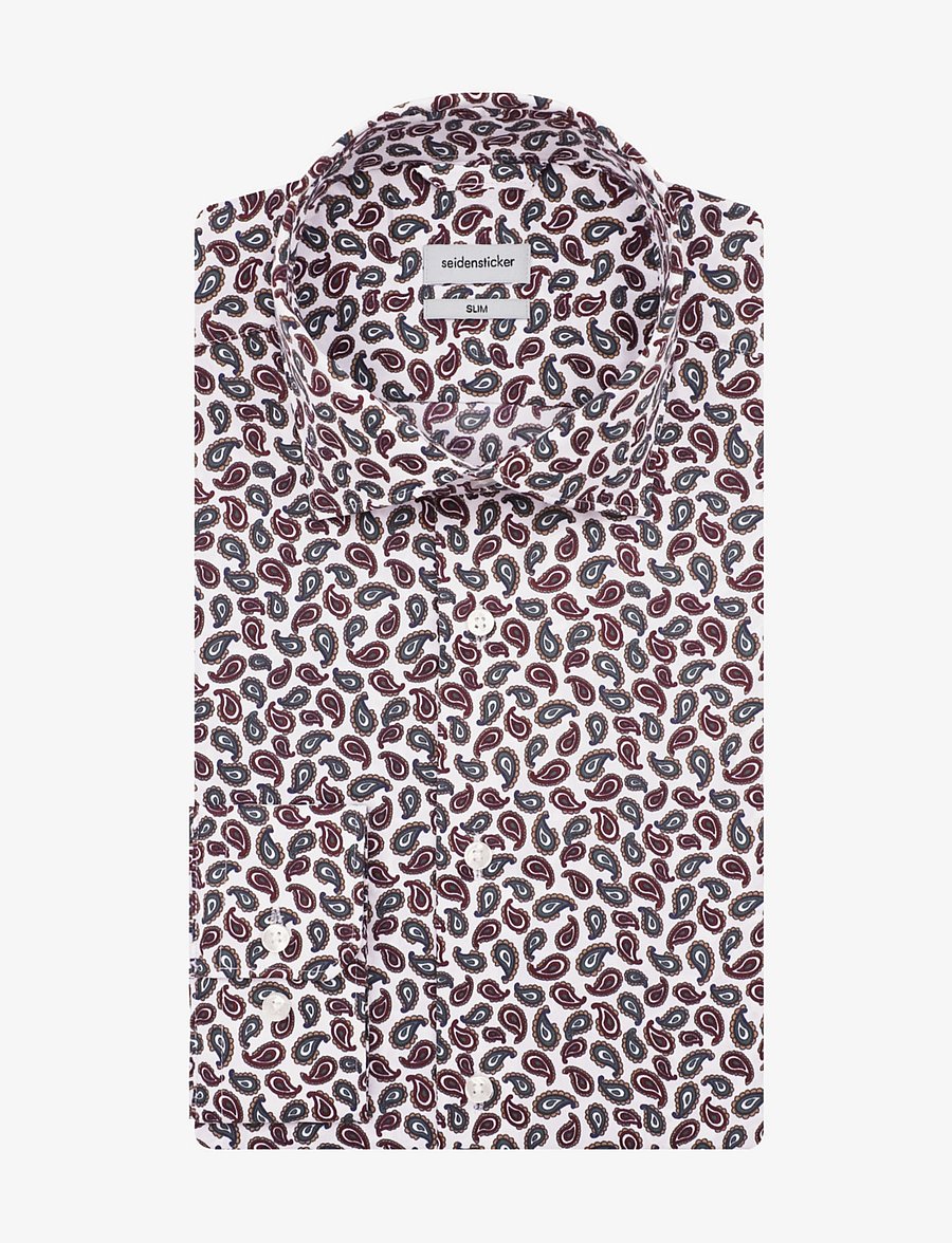 Seidensticker - Performance shirt Slim - mønstrede skjorter - dark red - 4
