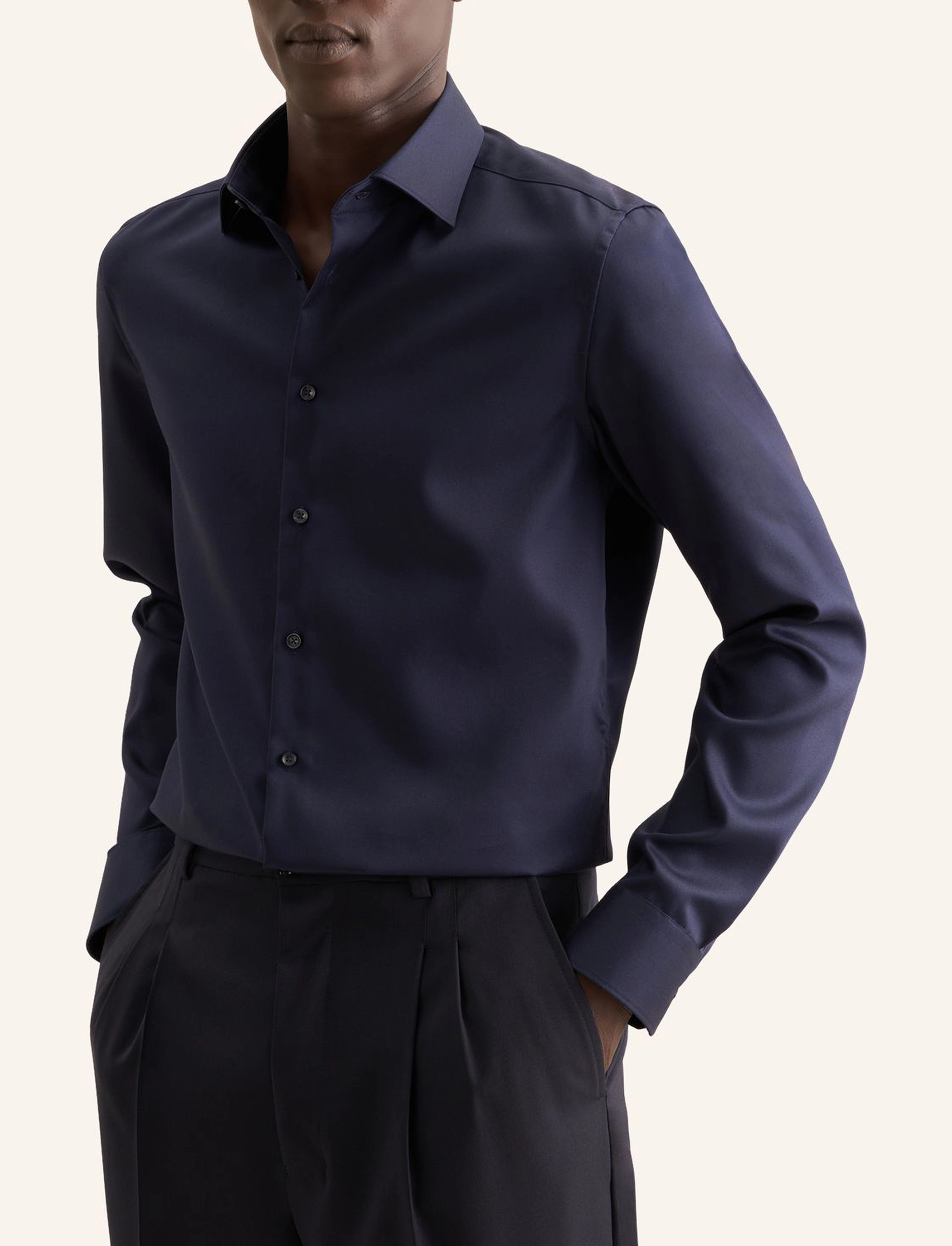 Seidensticker Business Shirt Slim, 40, Navy, Skjorter > Business Shirts, Herre