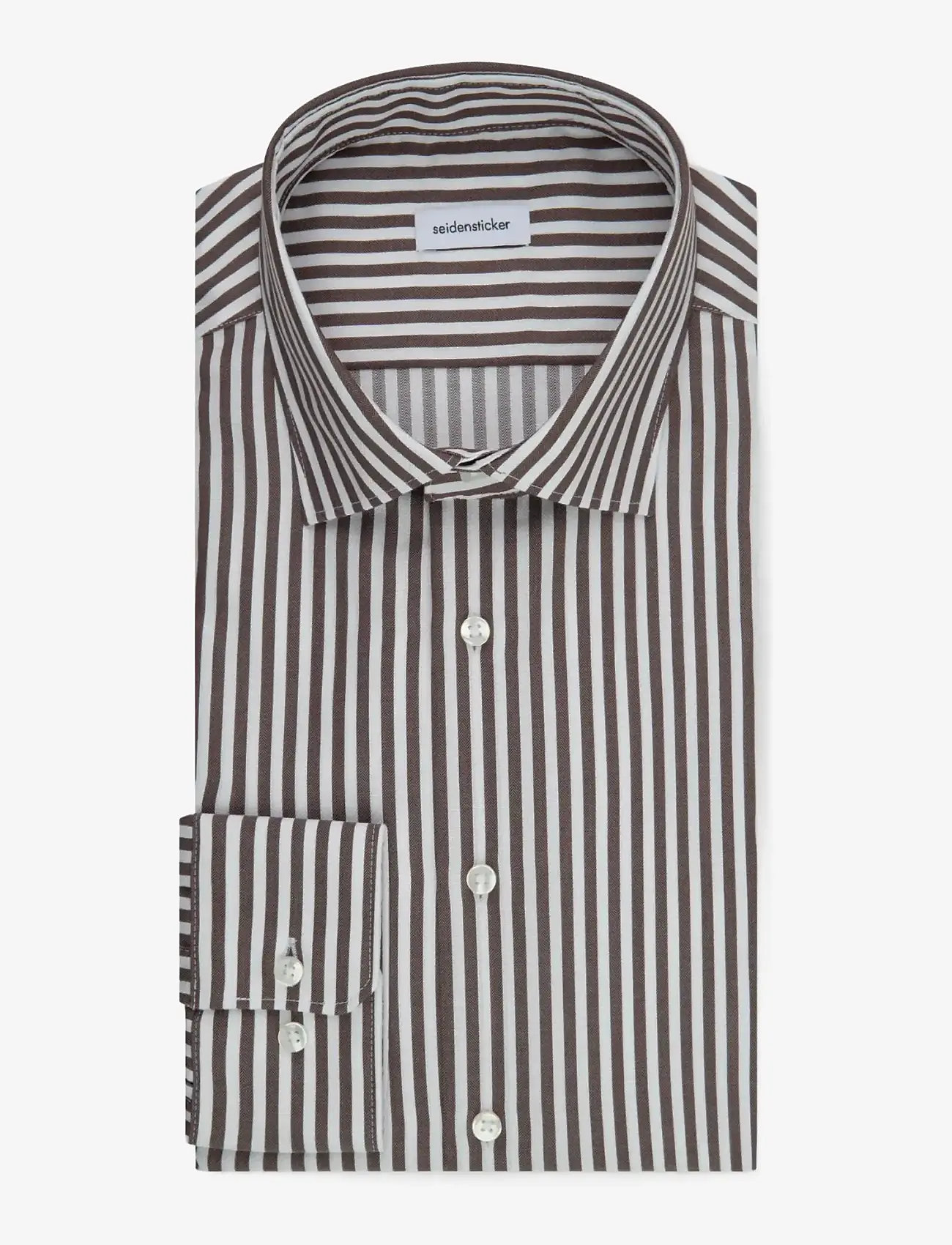 Seidensticker - New Kent 98 - stribede skjorter - dark brown - 1