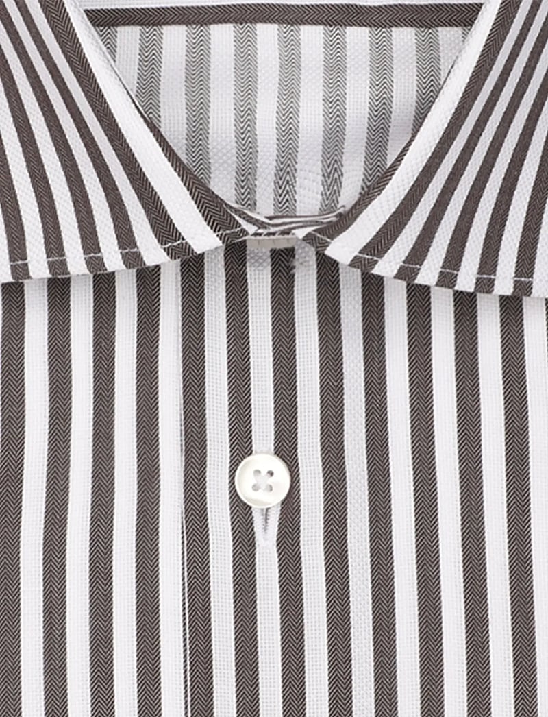 Seidensticker - New Kent 98 - randiga skjortor - dark brown - 4