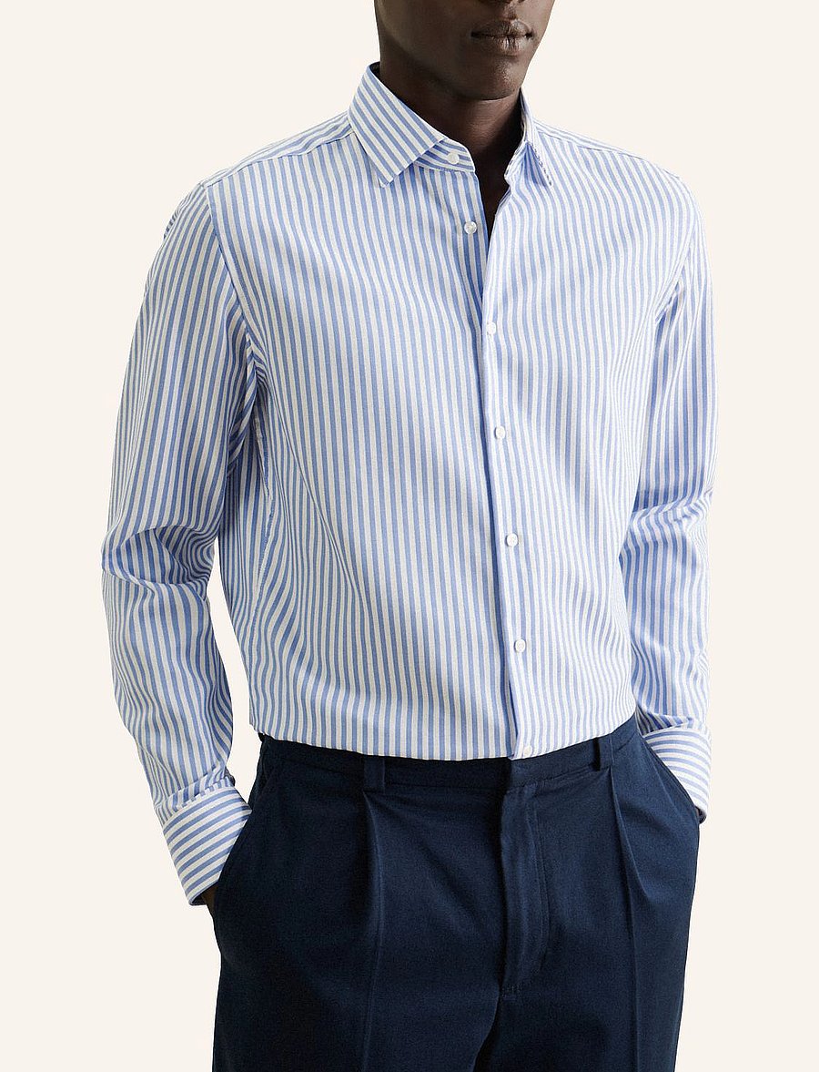 Seidensticker - Business shirt Slim - striped shirts - mid blue - 0