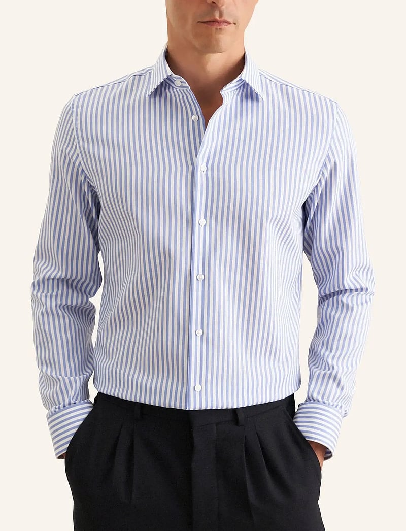 Seidensticker - New Kent 98 - stribede skjorter - mid blue - 5