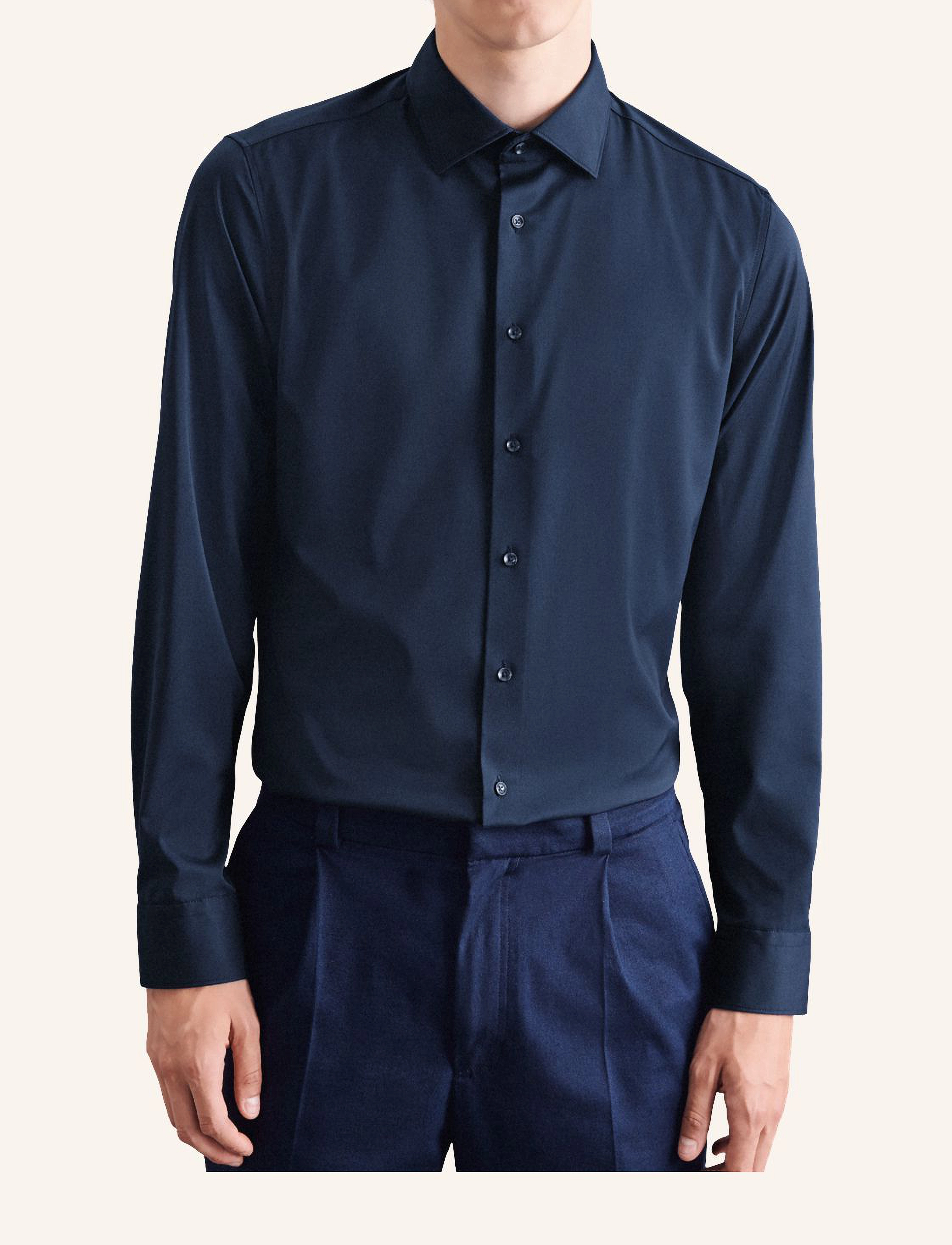 Seidensticker Performance Shirt Slim, Mænd, Langærmet Business Skjorte, Navy, Str: 38
